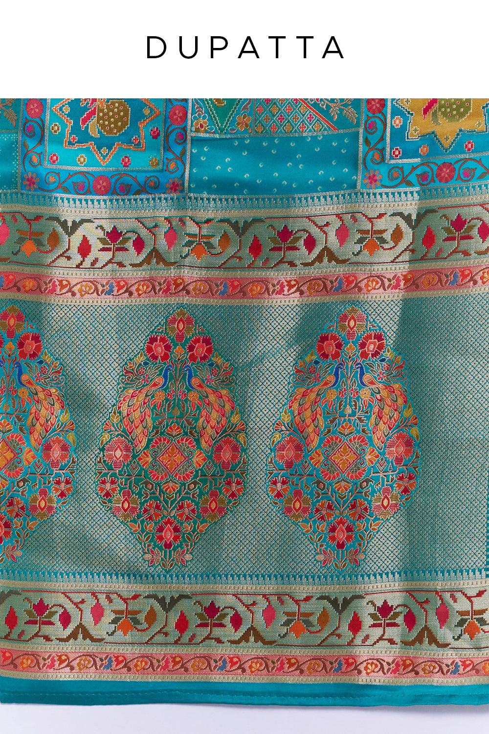 Aqua Blue Silk Saree With Heritage-Inspired Prints