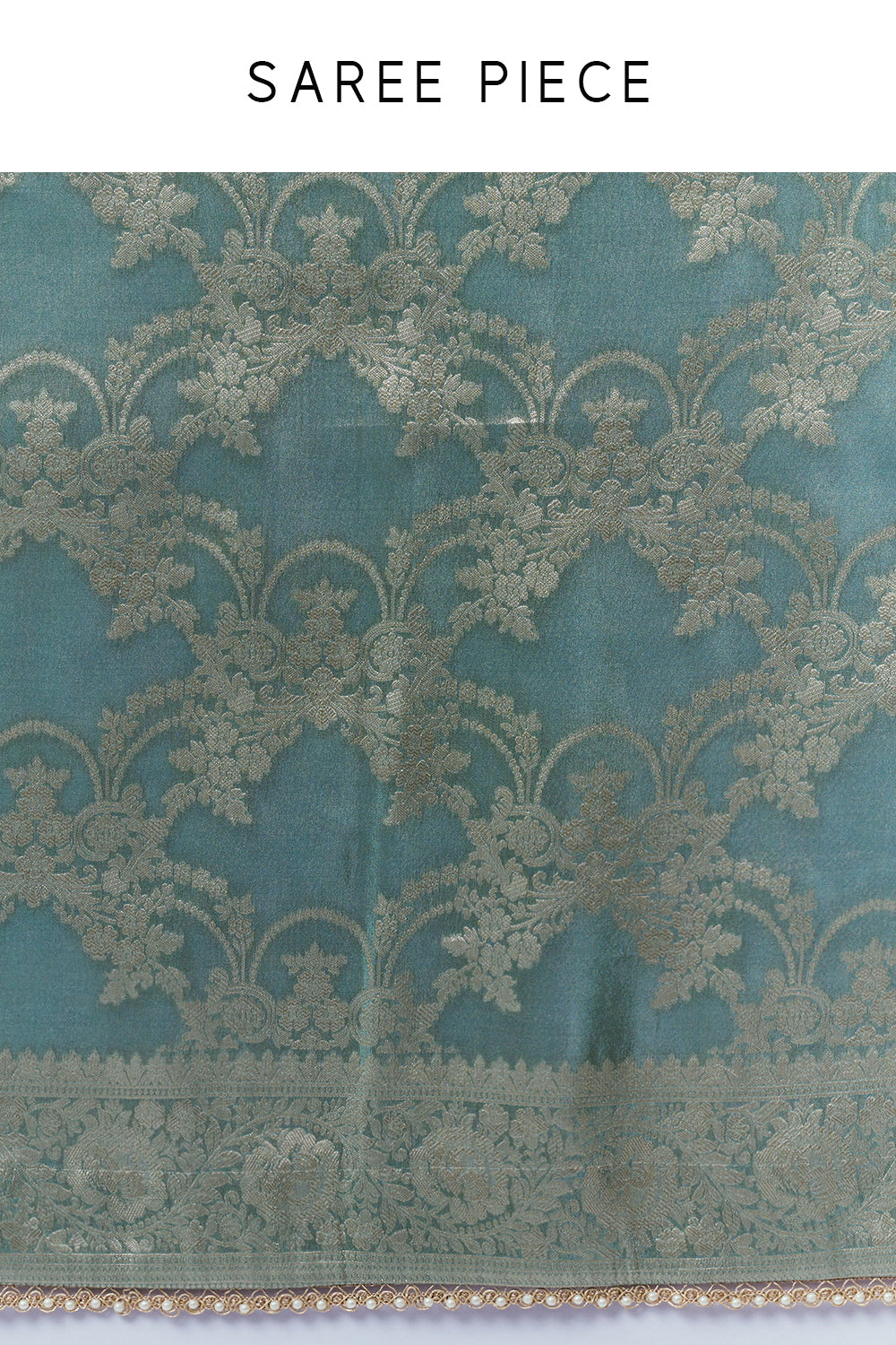 Grey Banarasi Tissue Silk Ready-to-Wear Saree with Stitched Blouse