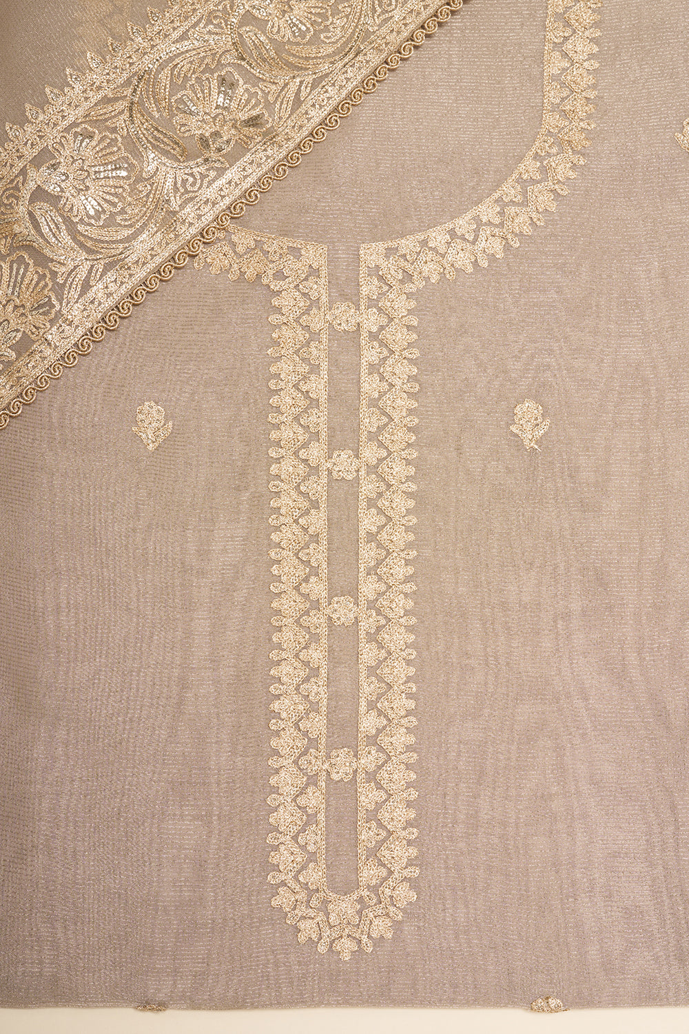 Grey Embroidered Unstitched Suit Set