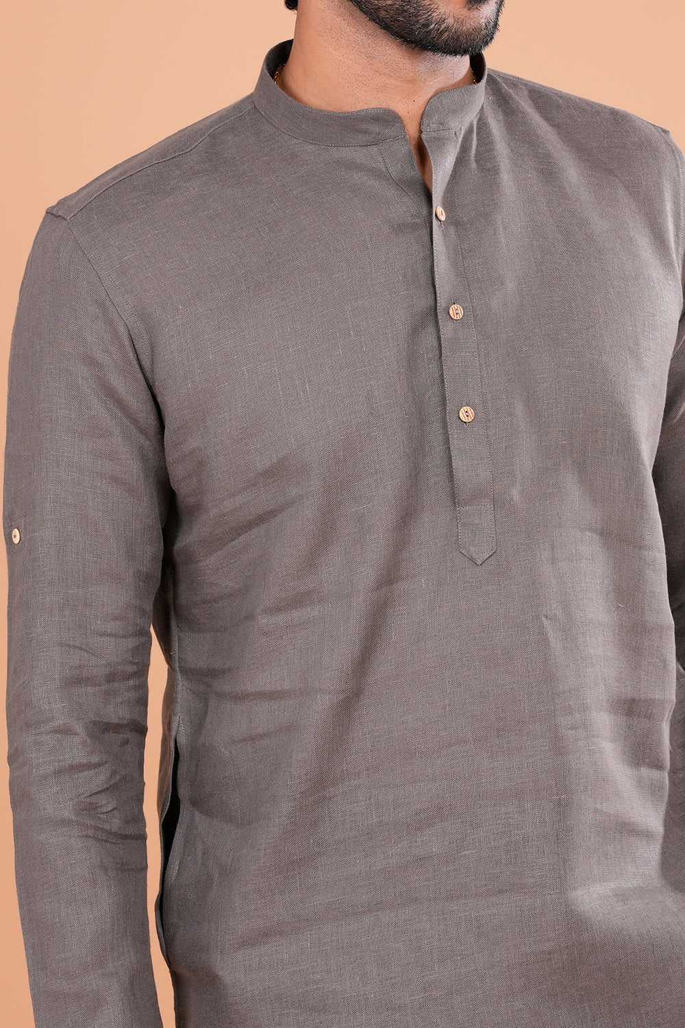 Grey Linen Minimal Men's Kurta Set