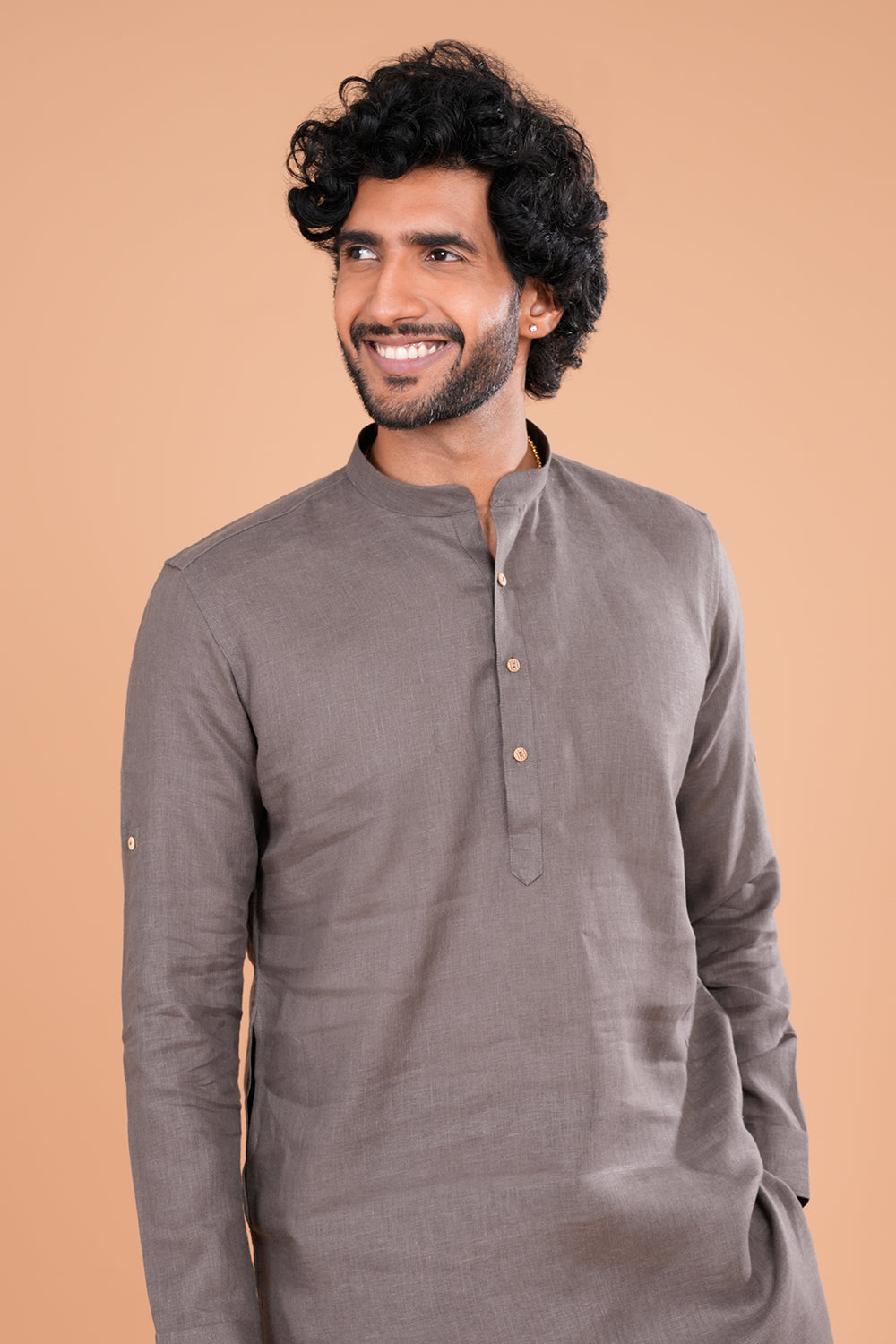 Grey Linen Minimal Men's Kurta Set