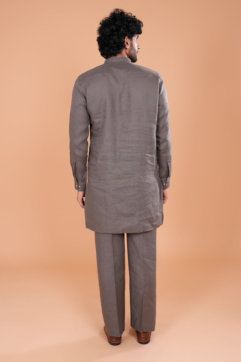 Grey Linen Minimal Men's Kurta Set