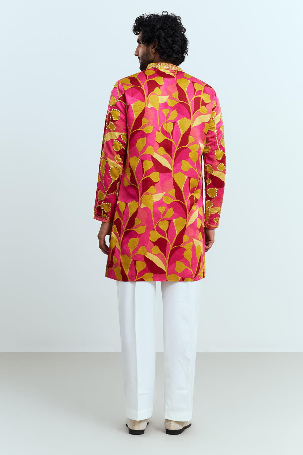 Hot Pink Printed Men's Kurta Set