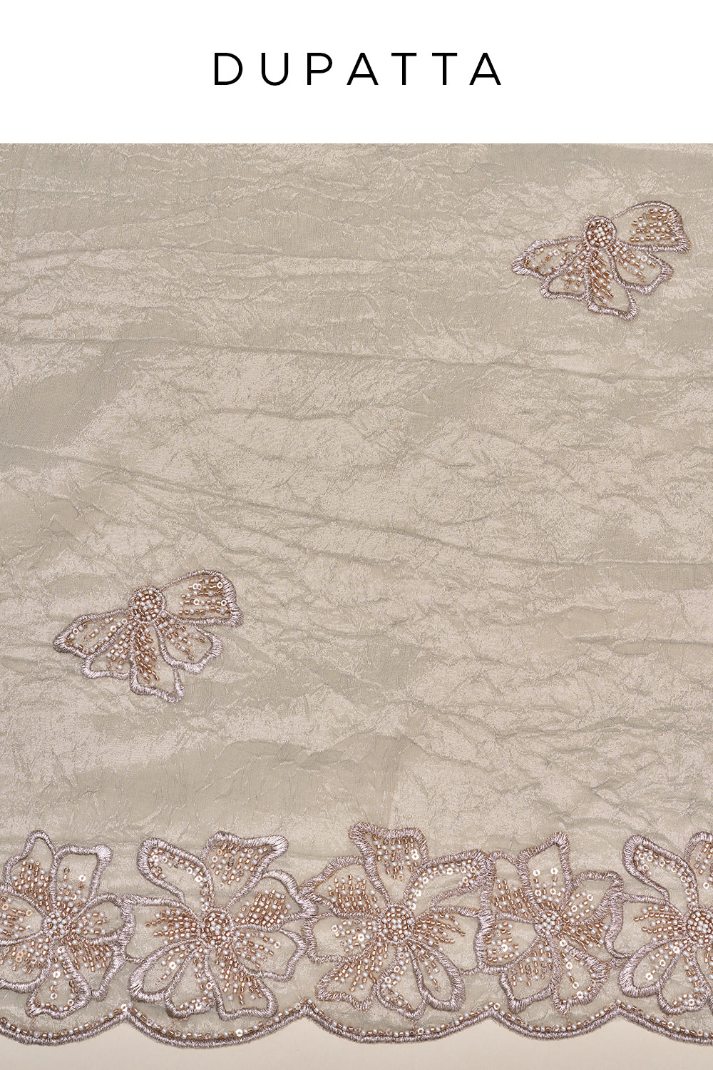 Ice Blue Floral Embroidered Unstitched Suit Set