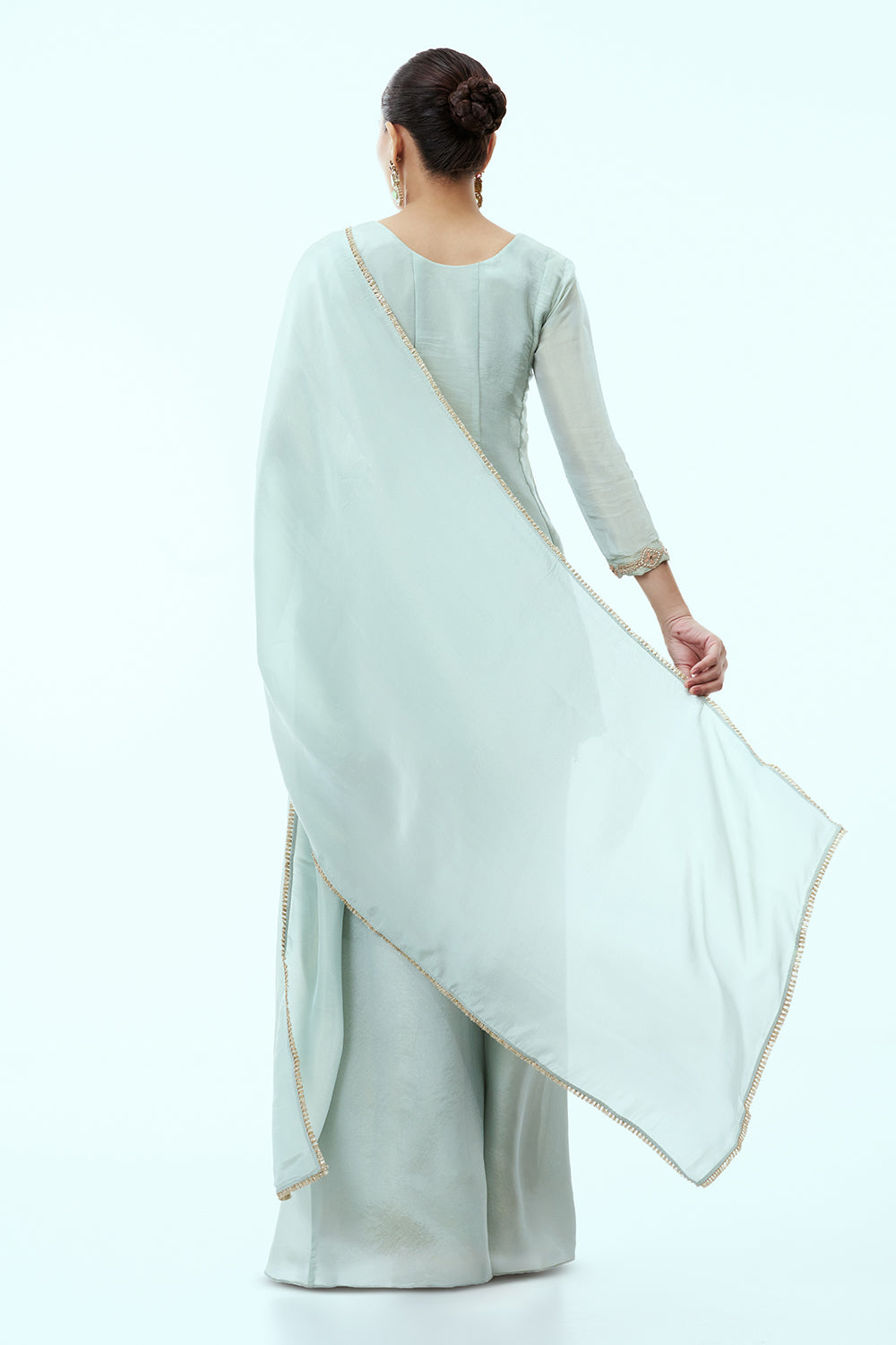 Ice Blue Peplum Top with Palazzo Pants