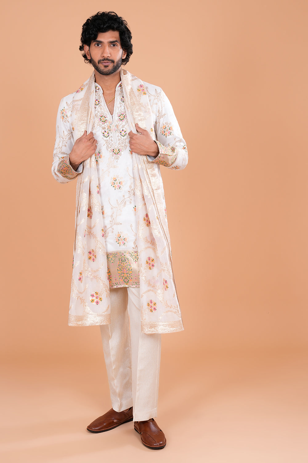 Ivory Chanderi Silk Men's Kurta Set