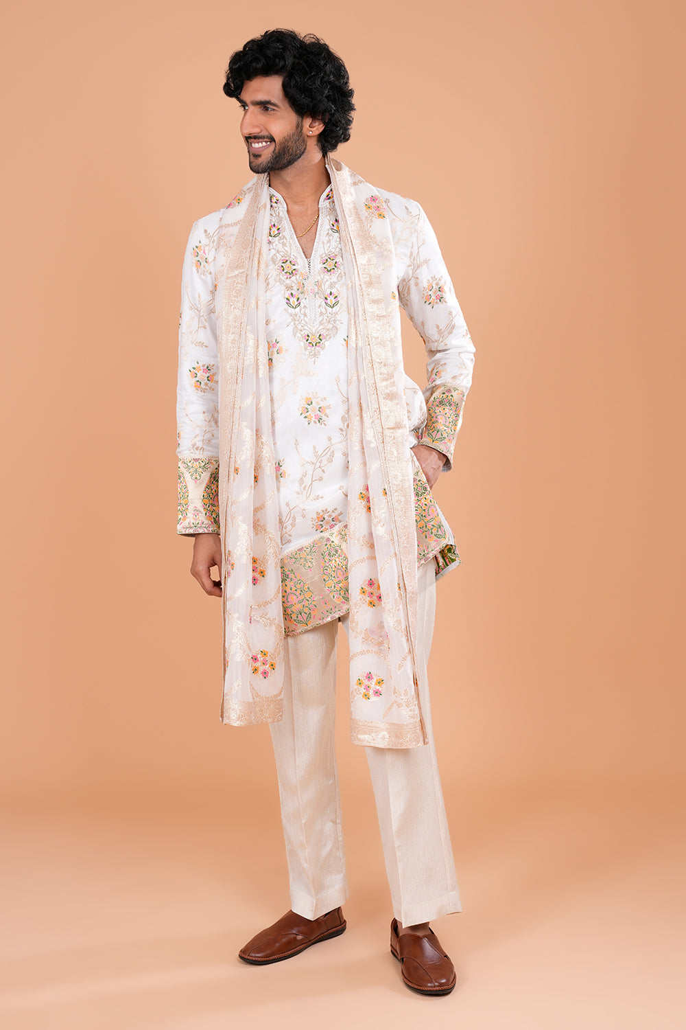 Ivory Chanderi Silk Men's Kurta Set