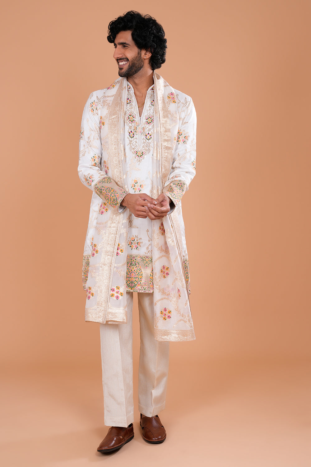 Ivory Chanderi Silk Men's Kurta Set