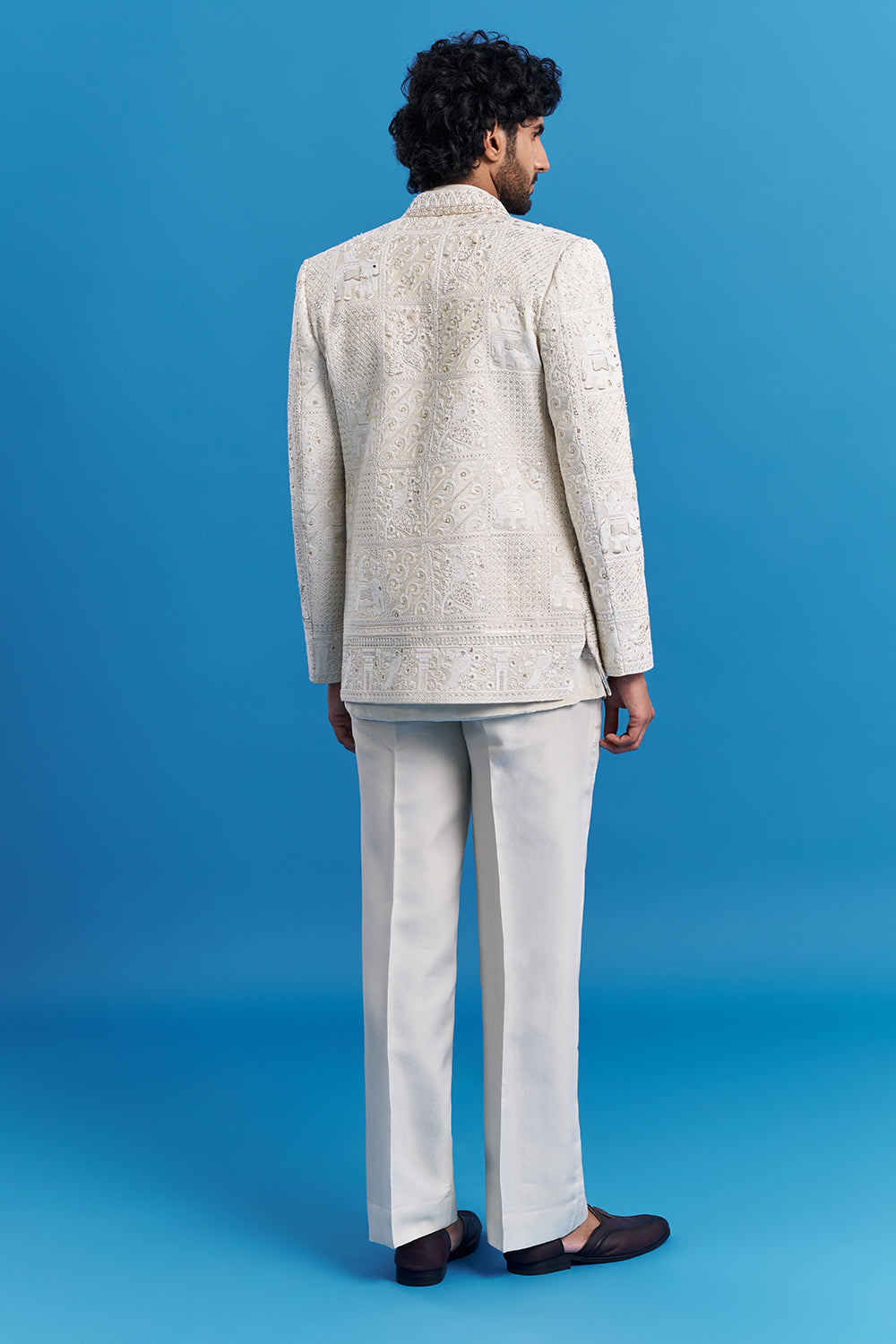 Ivory Cream Embroidered Men's Indo-Western Set