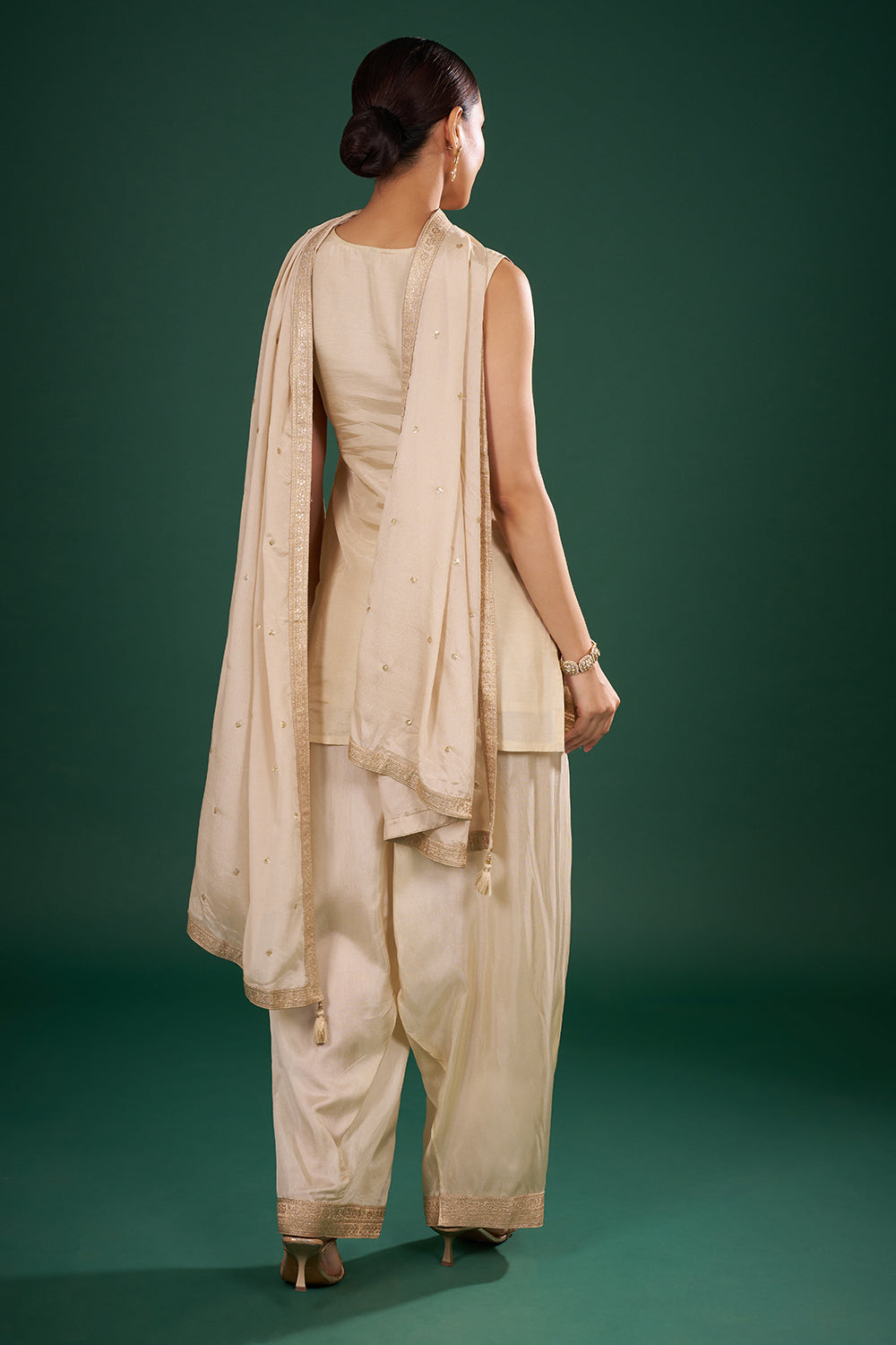 Ivory Gold Kurta Set with Zari Embroidery