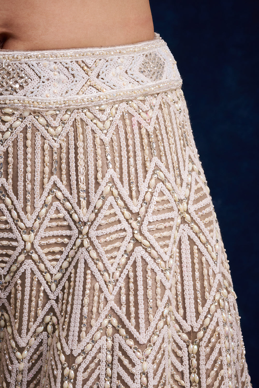 Ivory Gold Net Palazzo Set with Cutdana and Resham Work