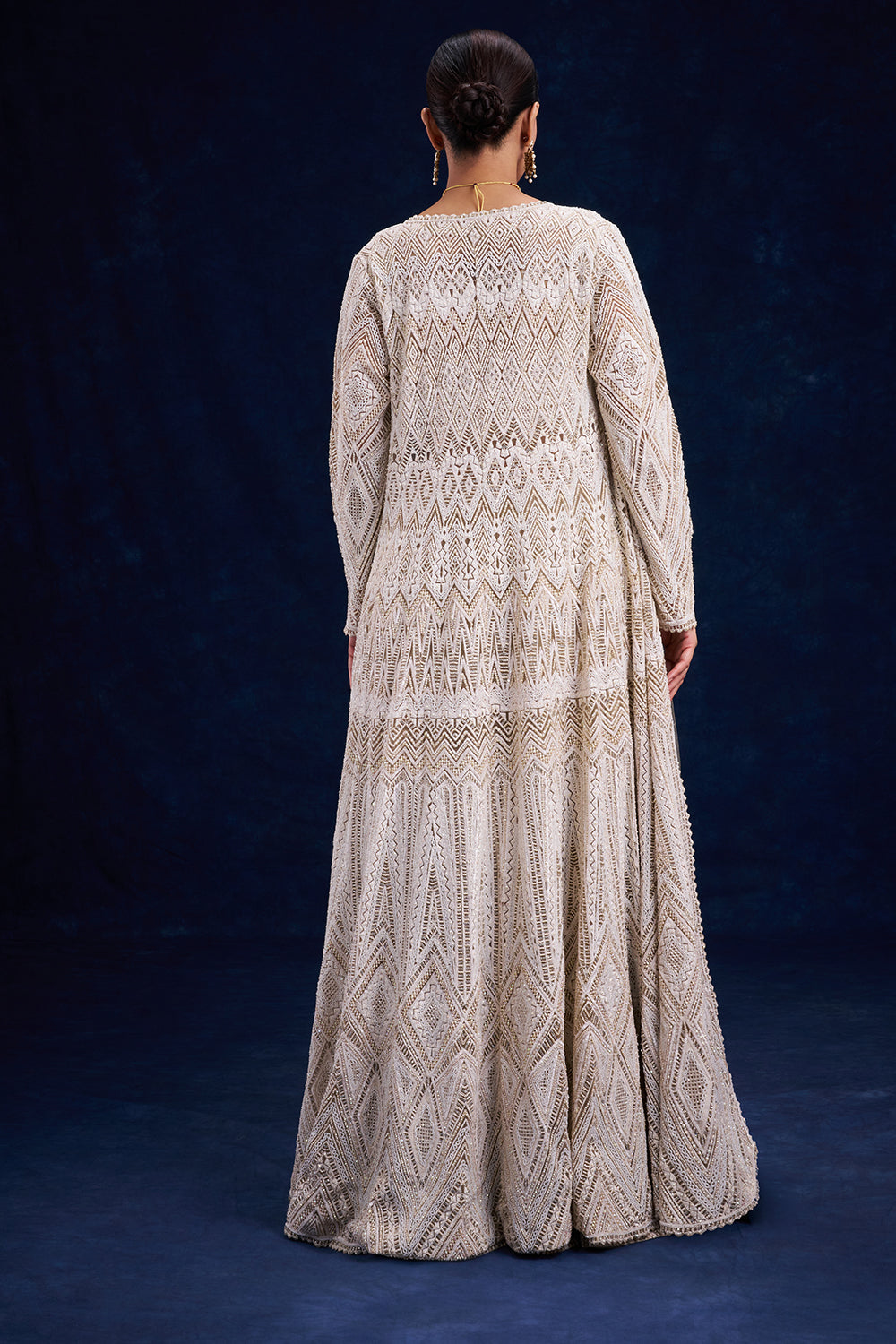 Ivory Gold Net Palazzo Set with Cutdana and Resham Work