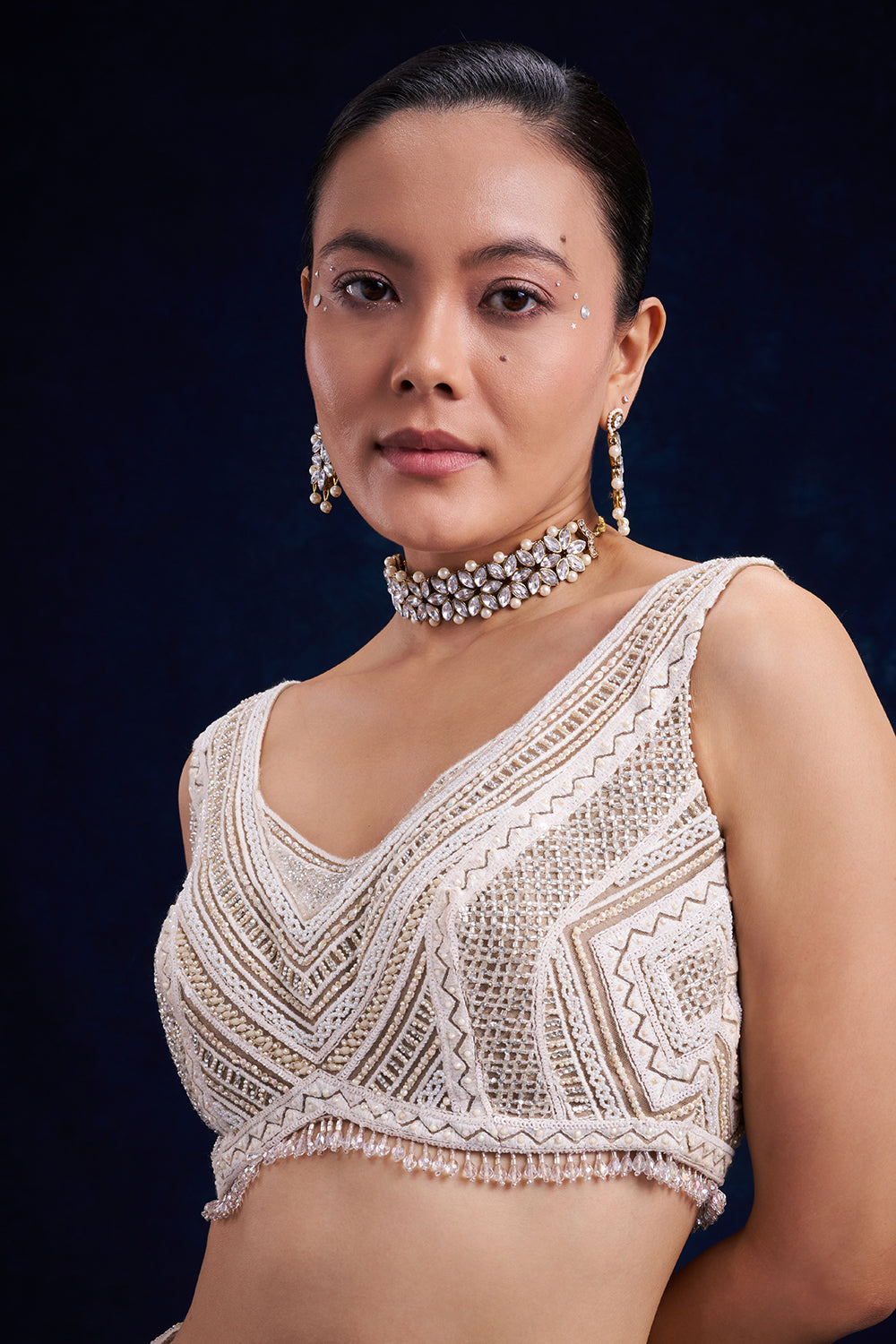 Ivory Gold Net Palazzo Set with Cutdana and Resham Work