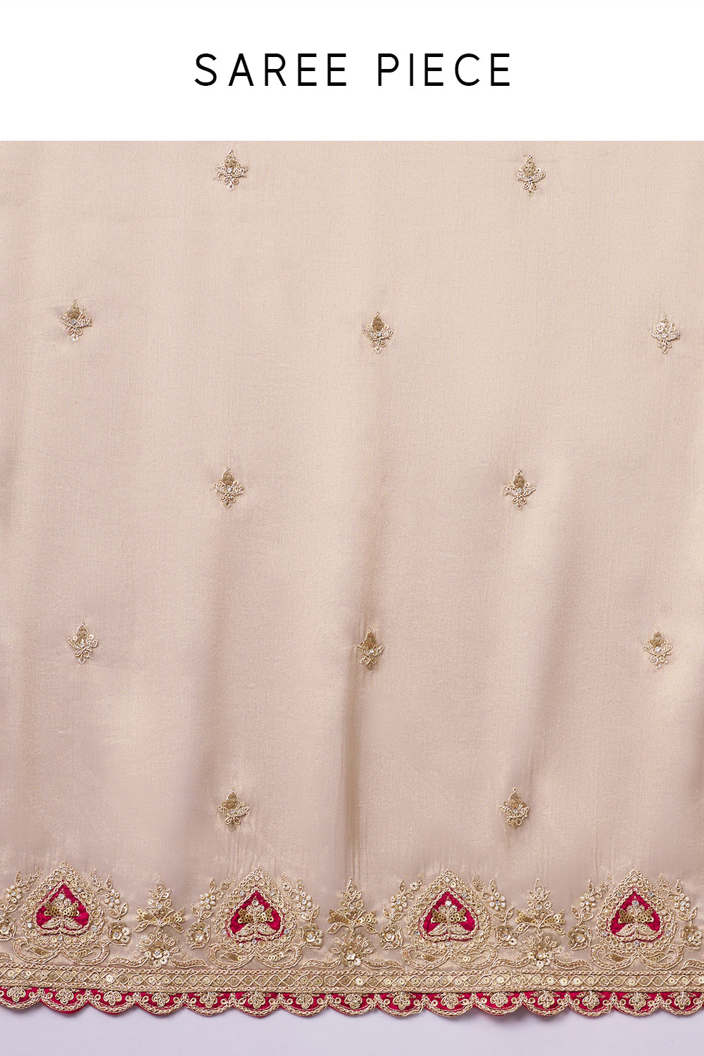 Ivory Gold Tissue Organza Embroidered Saree with Zari and Applique Work