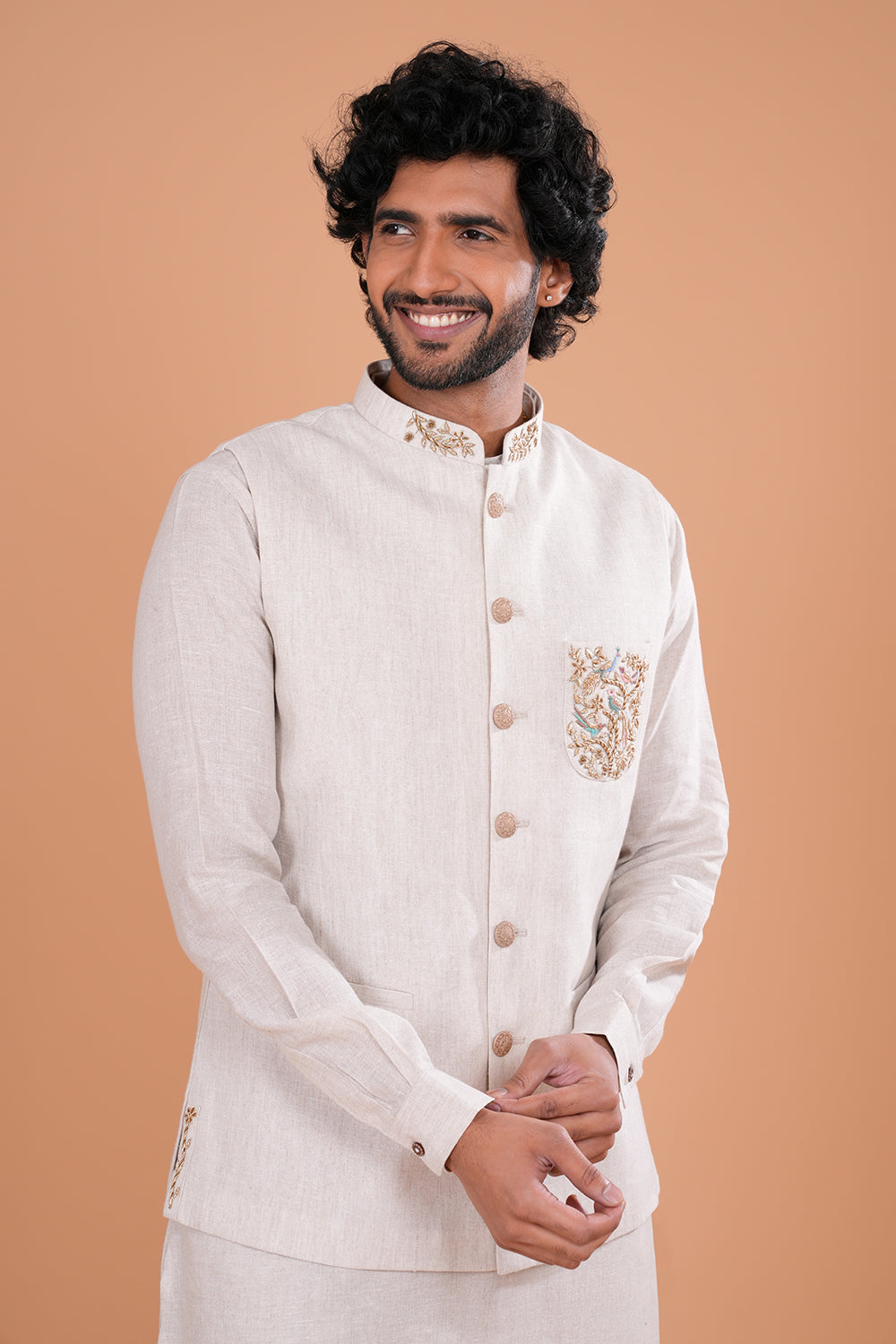 Ivory Heritage Embroidered Men's Koti Set