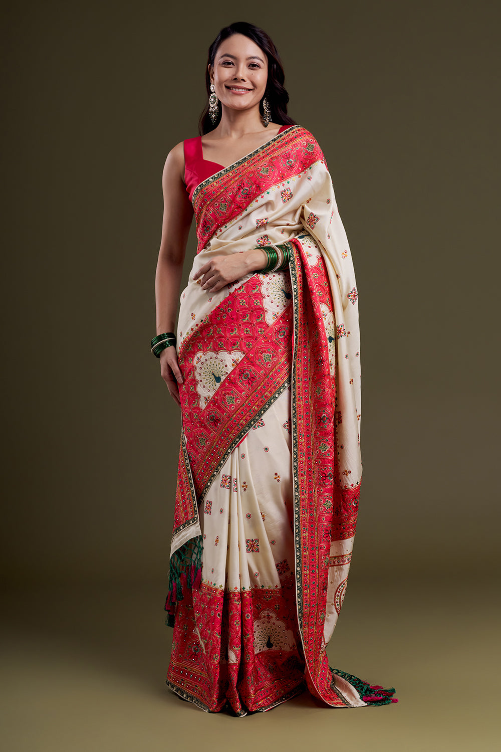 Ivory Heritage Embroidered Saree