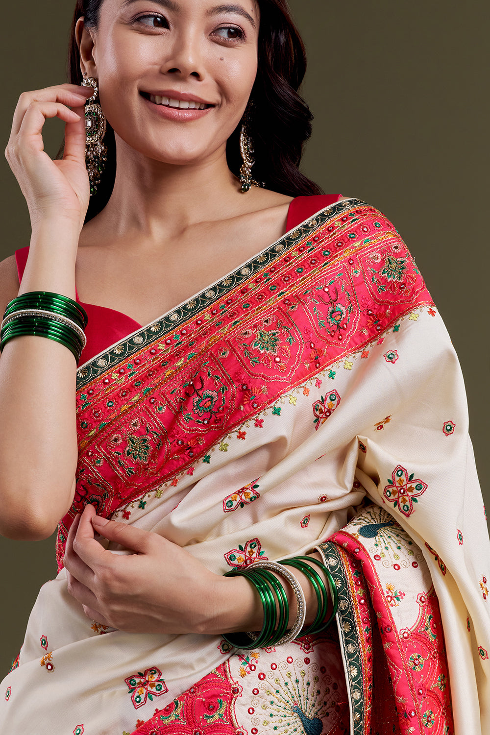 Ivory Heritage Embroidered Saree