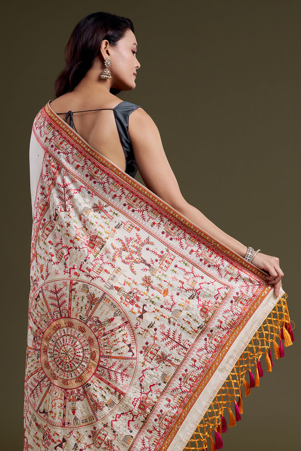 Ivory Heritage Silk Embroidered Saree