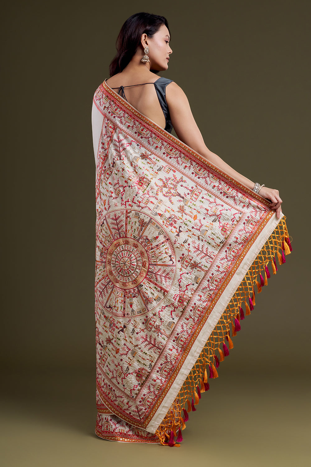 Ivory Heritage Silk Embroidered Saree