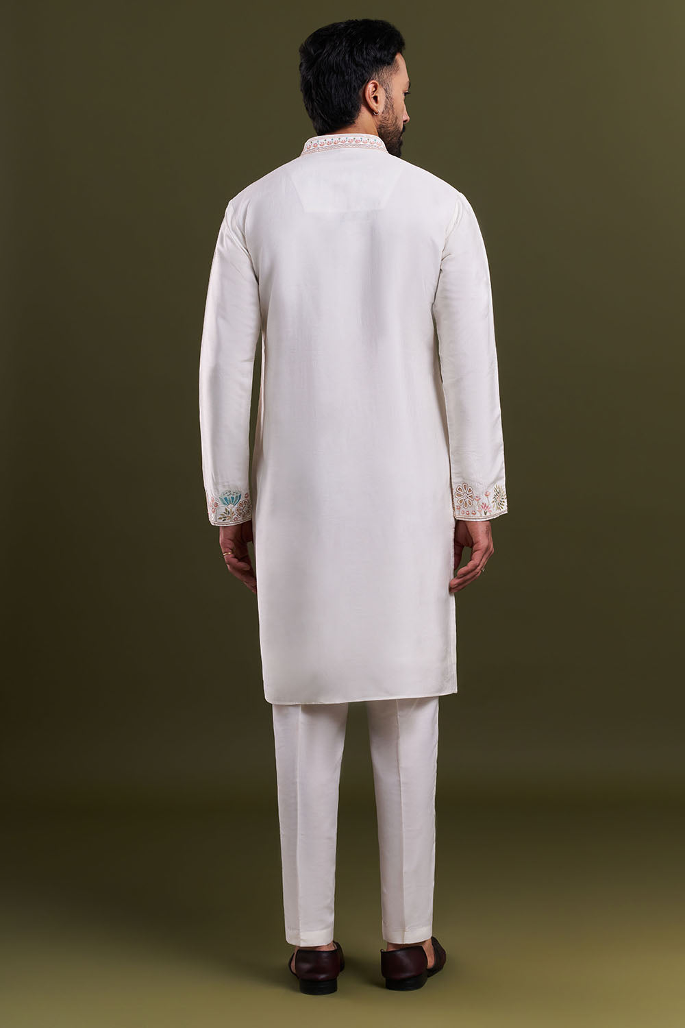 Ivory Nokia Silk Embroidered Men’s Kurta Set