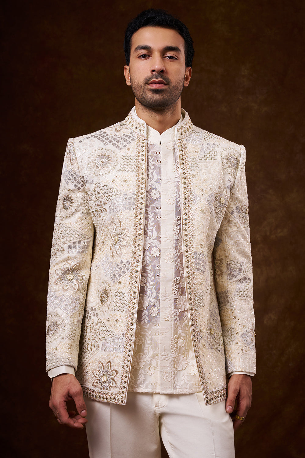Ivory Nokia Silk Jodhpuri Set with Dori Work
