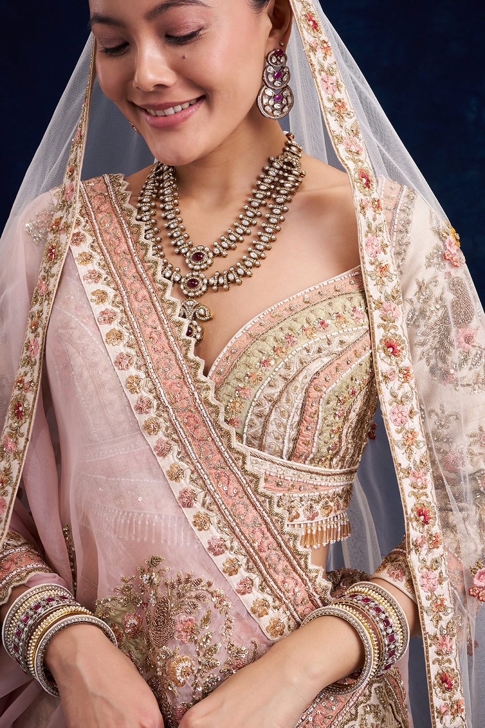 Ivory Raw Silk Bridal Lehenga with Cutdana and Zari Work
