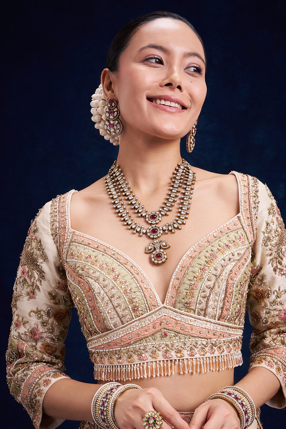 Ivory Raw Silk Bridal Lehenga with Cutdana and Zari Work