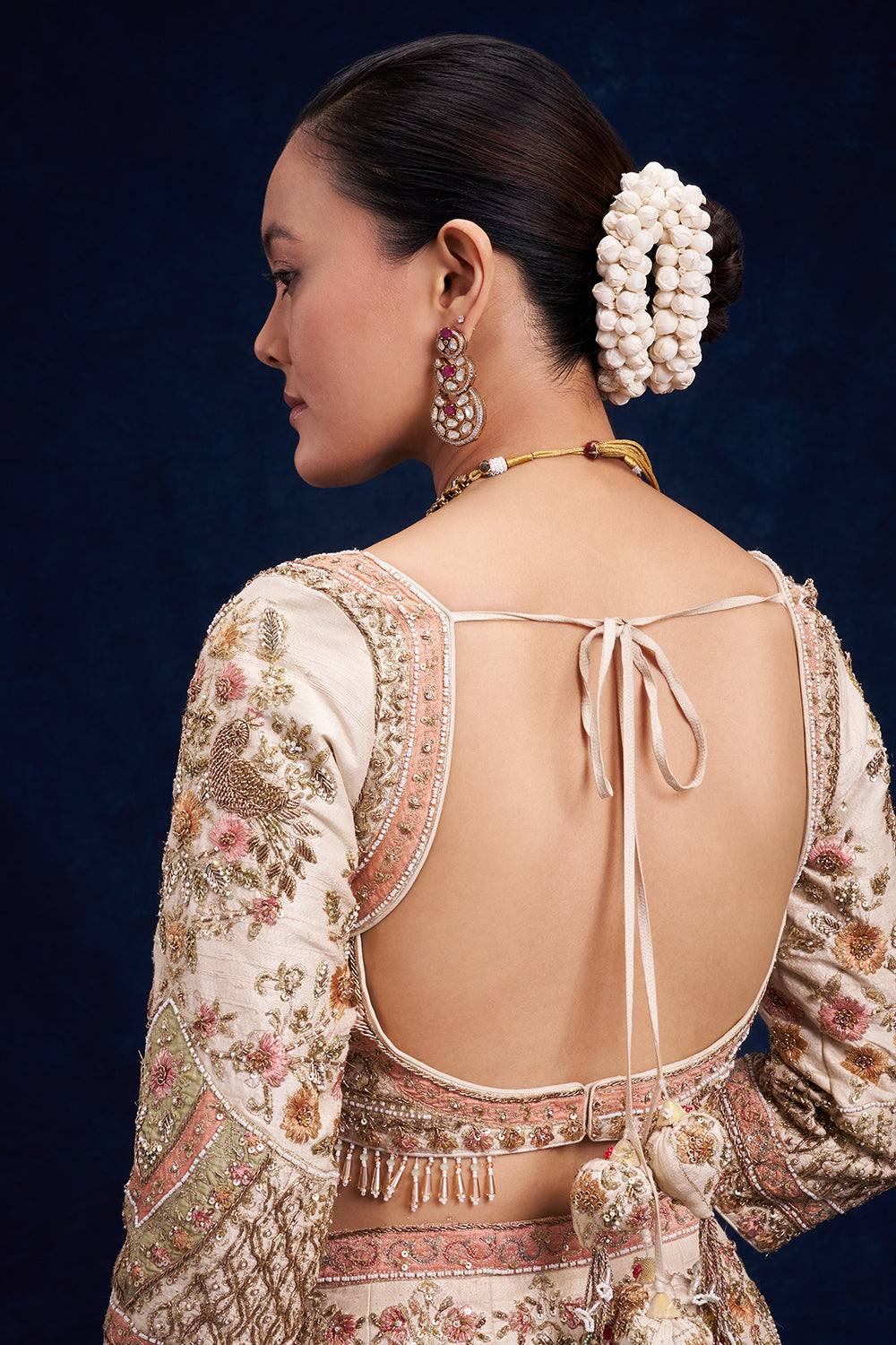 Ivory Raw Silk Bridal Lehenga with Cutdana and Zari Work