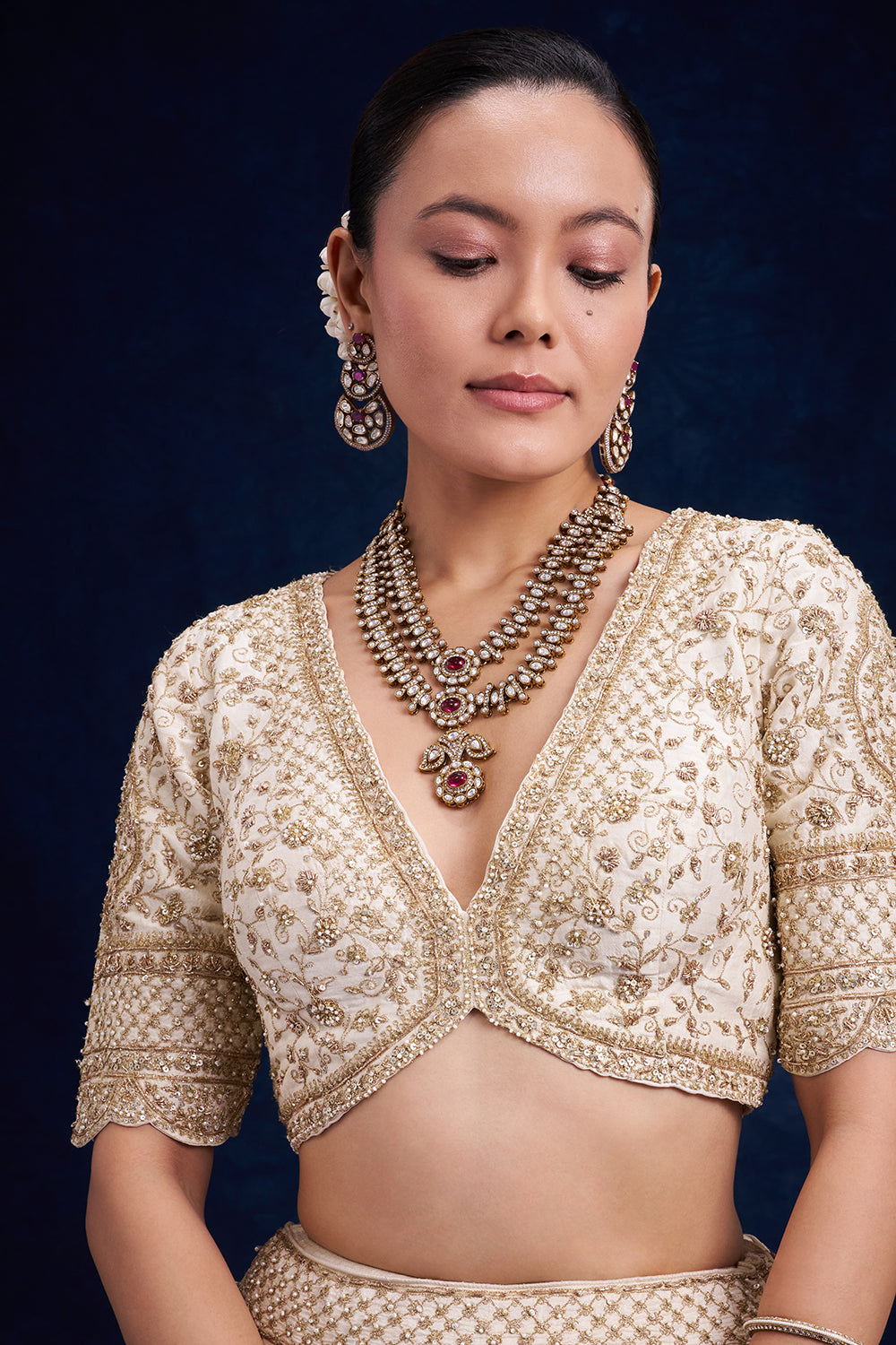 Ivory Raw Silk Bridal Lehenga with Resham and Cutdana Work