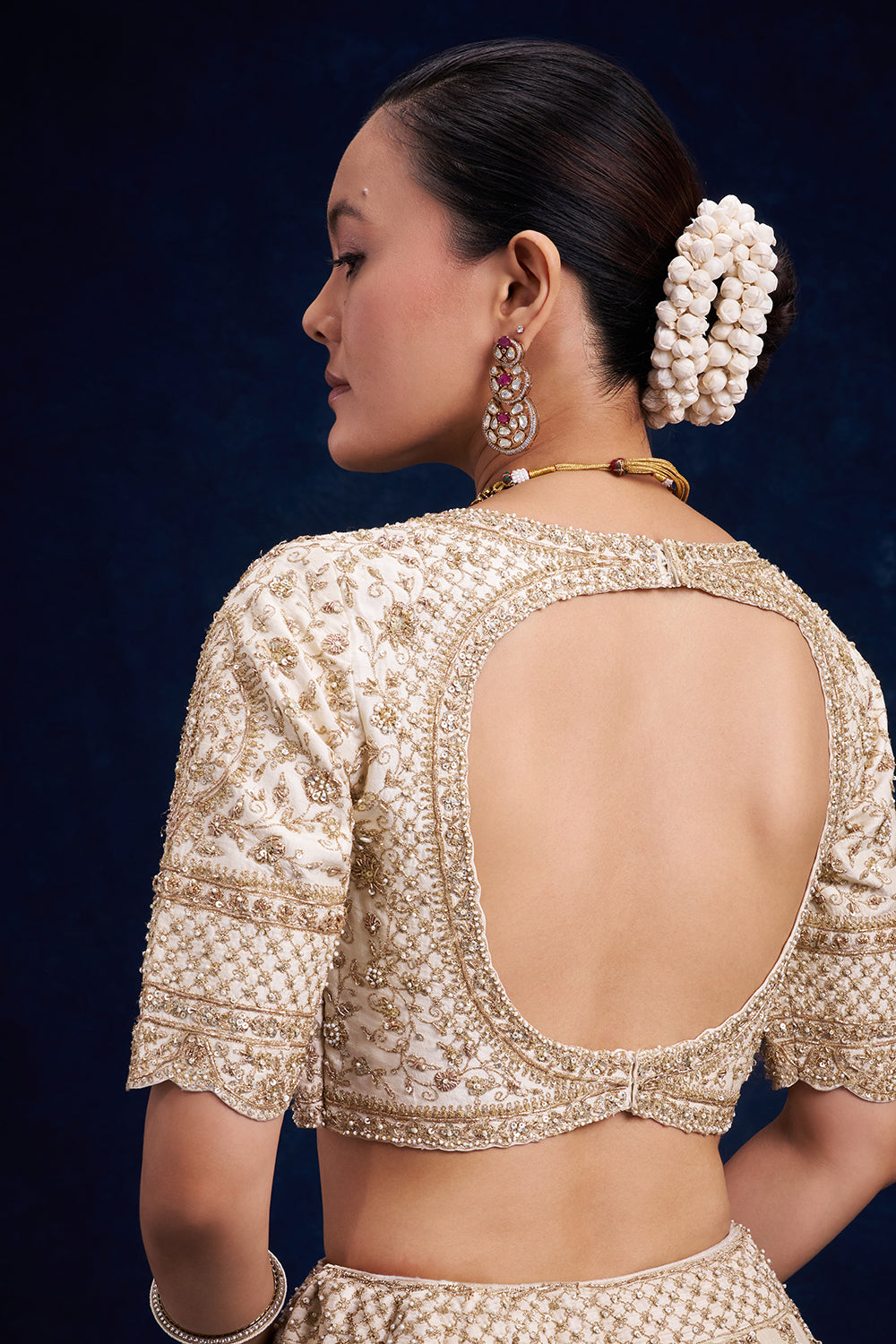 Ivory Raw Silk Bridal Lehenga with Resham and Cutdana Work
