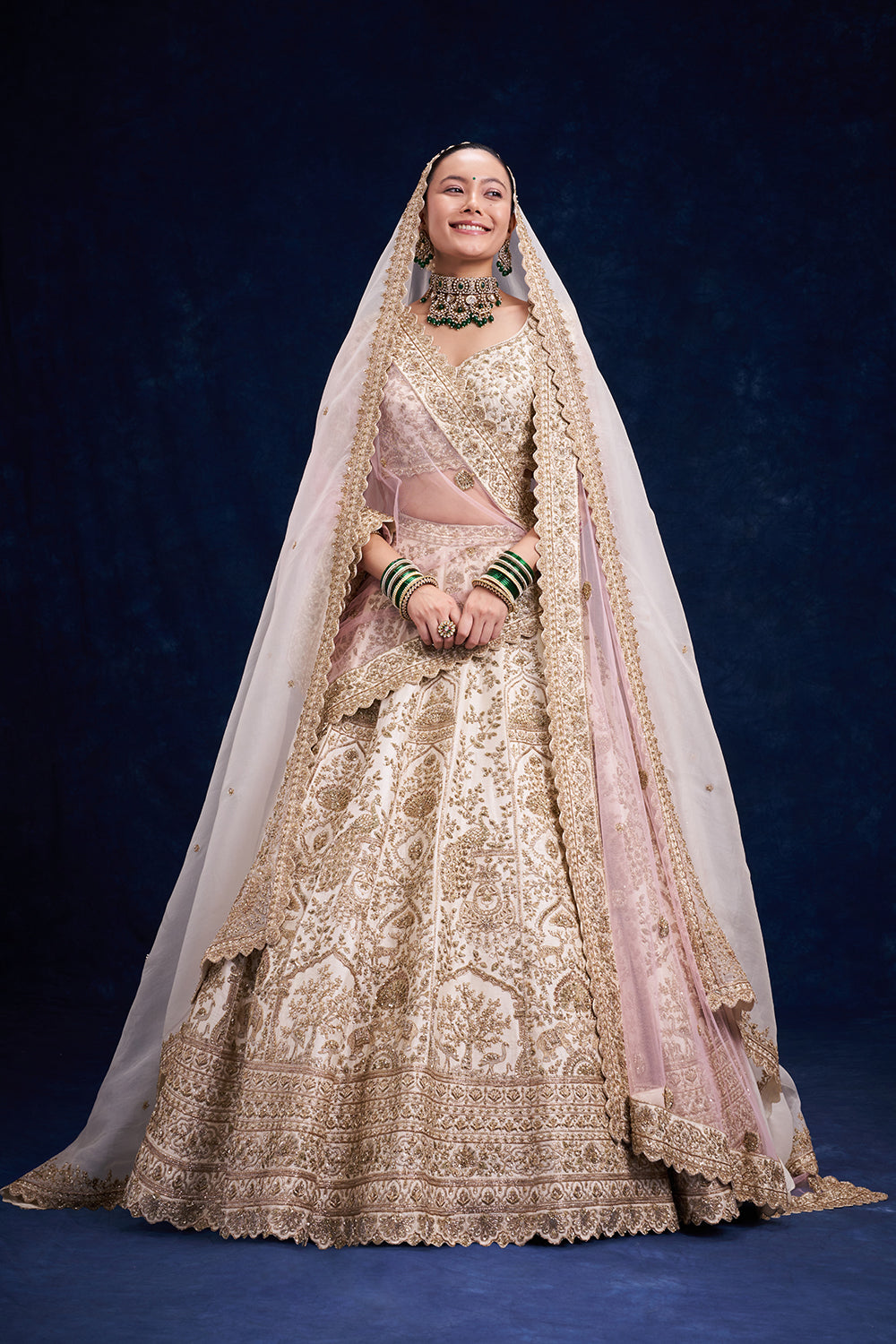 Ivory Raw Silk Bridal Lehenga with Zardozi and Zari Work