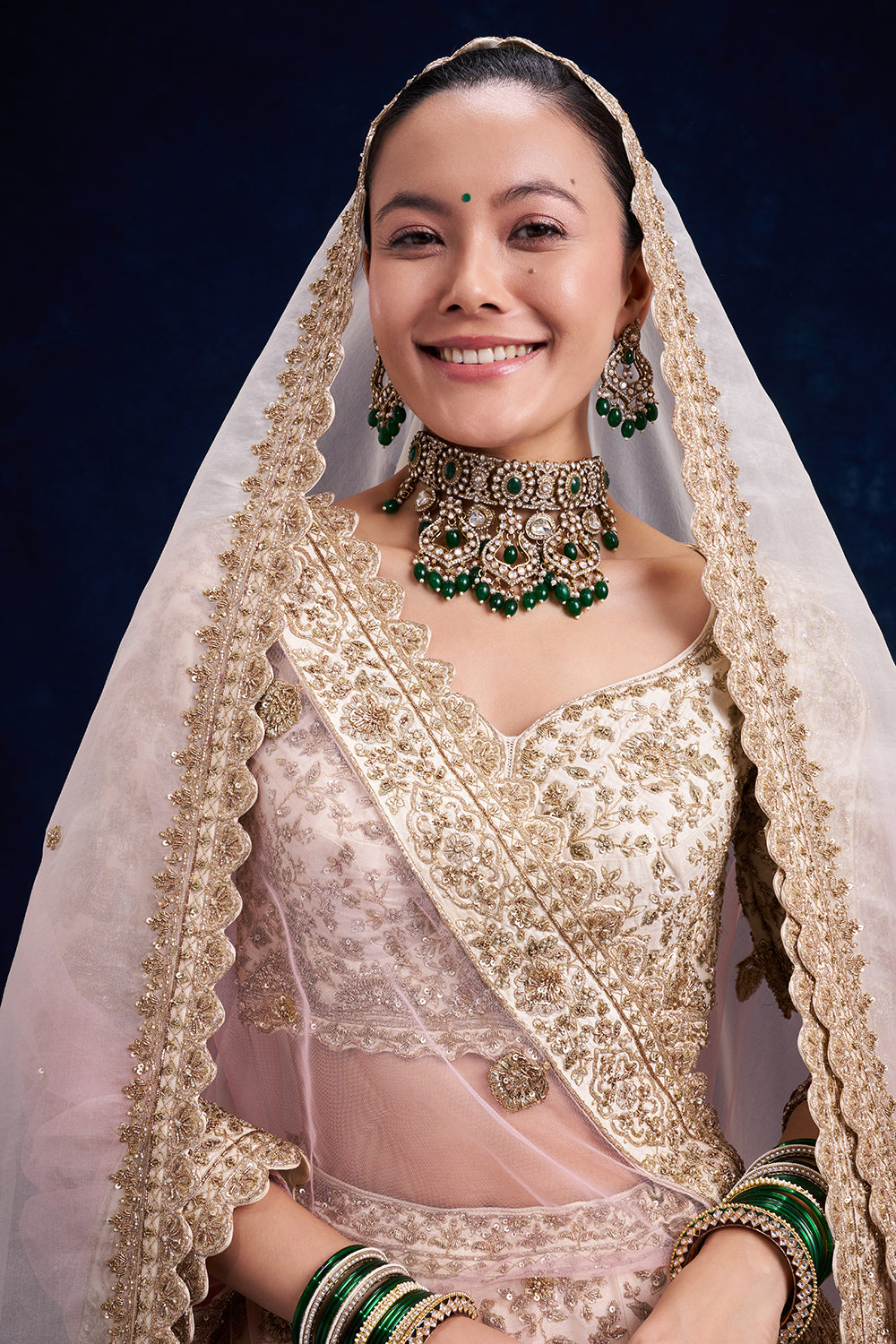 Ivory Raw Silk Bridal Lehenga with Zardozi and Zari Work