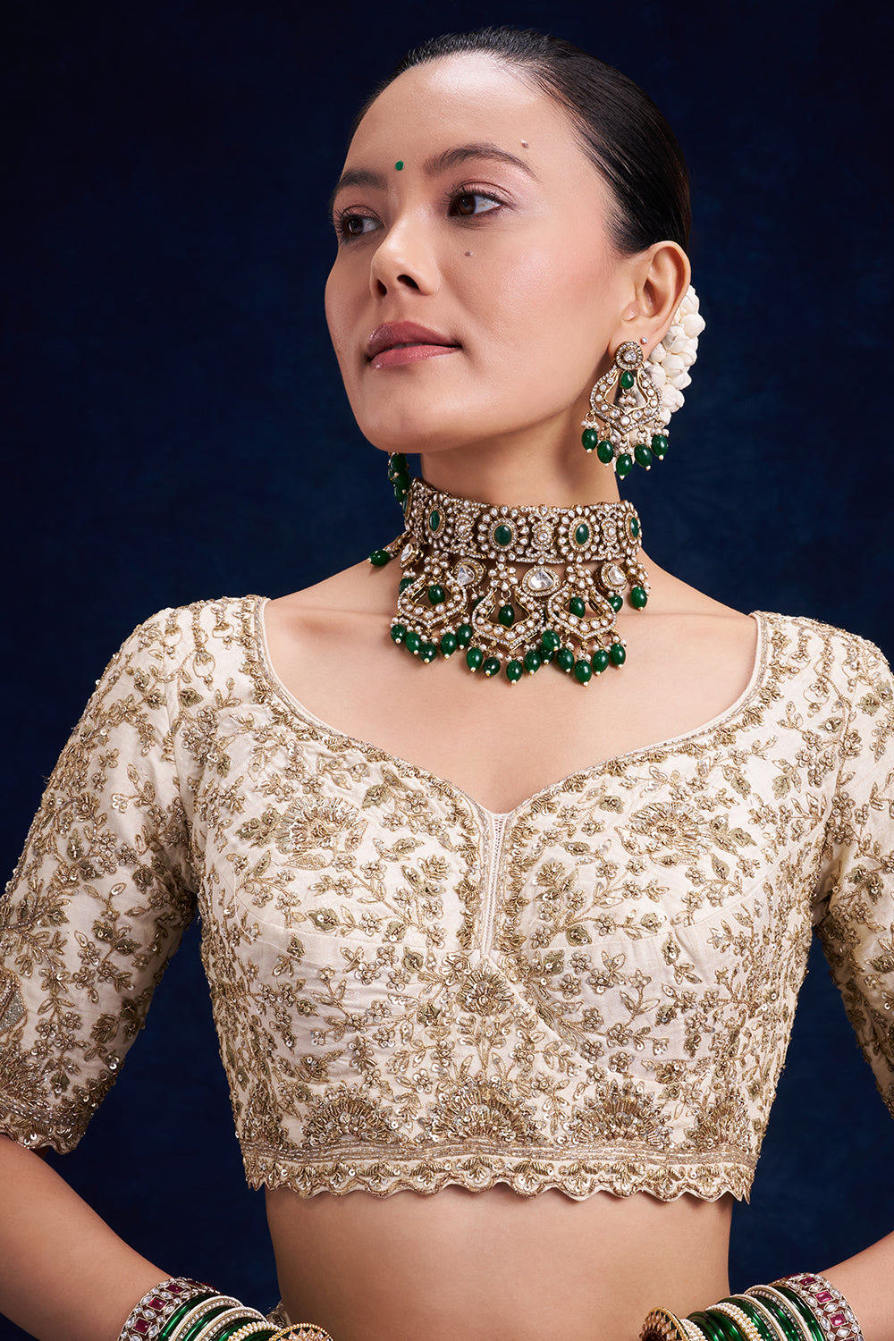 Ivory Raw Silk Bridal Lehenga with Zardozi and Zari Work
