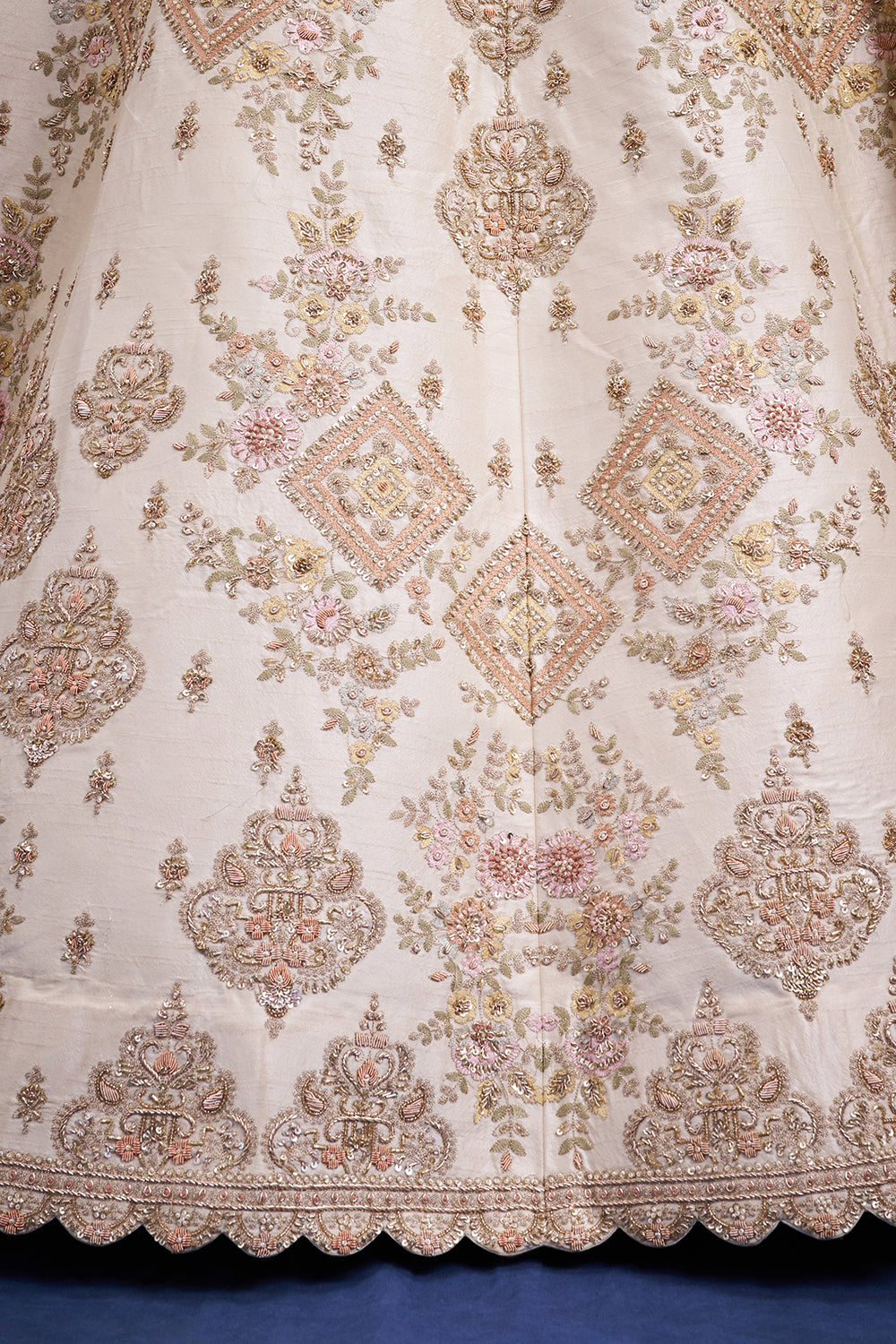 Ivory Raw Silk Bridal Lehenga with Zari Work