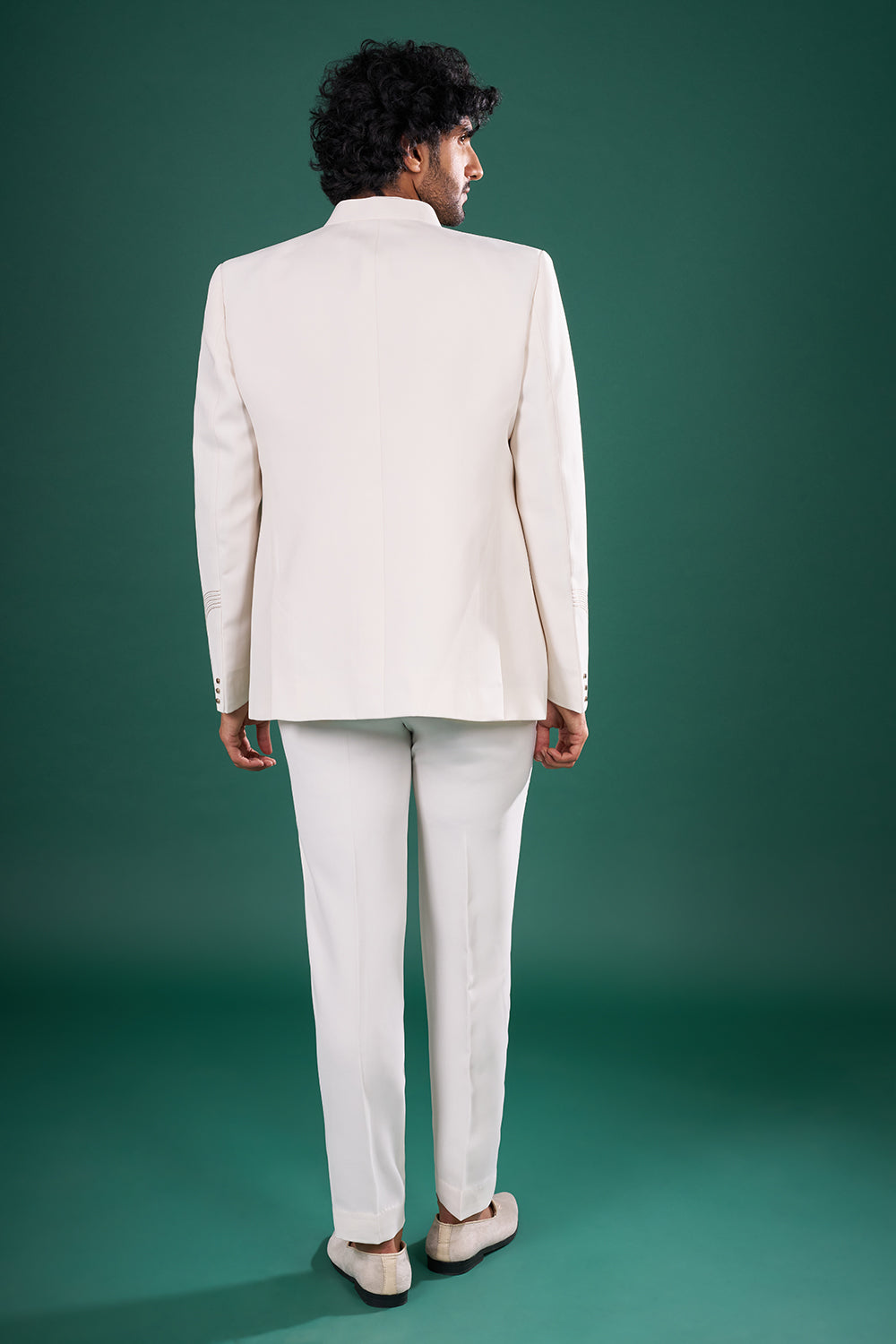 Ivory Satin Embellished Indo-Western Set