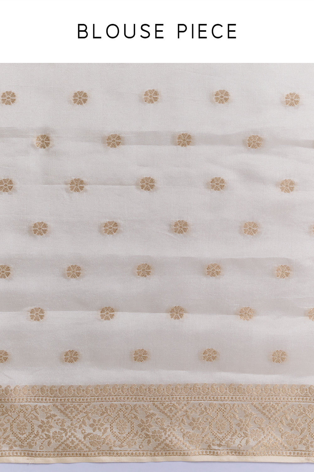 Ivory Tissue Silk Saree with Golden Border And Unstitched Blouse