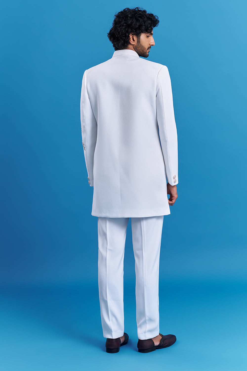 Ivory White Hand Embroidered Bandhgala Suit
