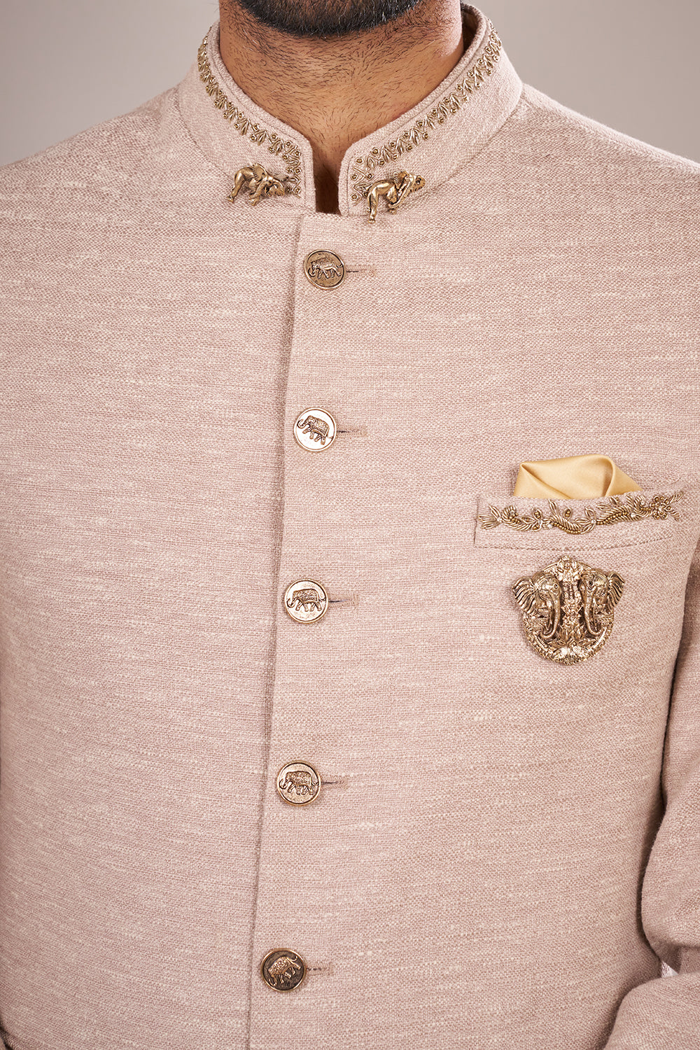 Ivory Silk Bandhgala Set with Heritage-Inspired Embroidery