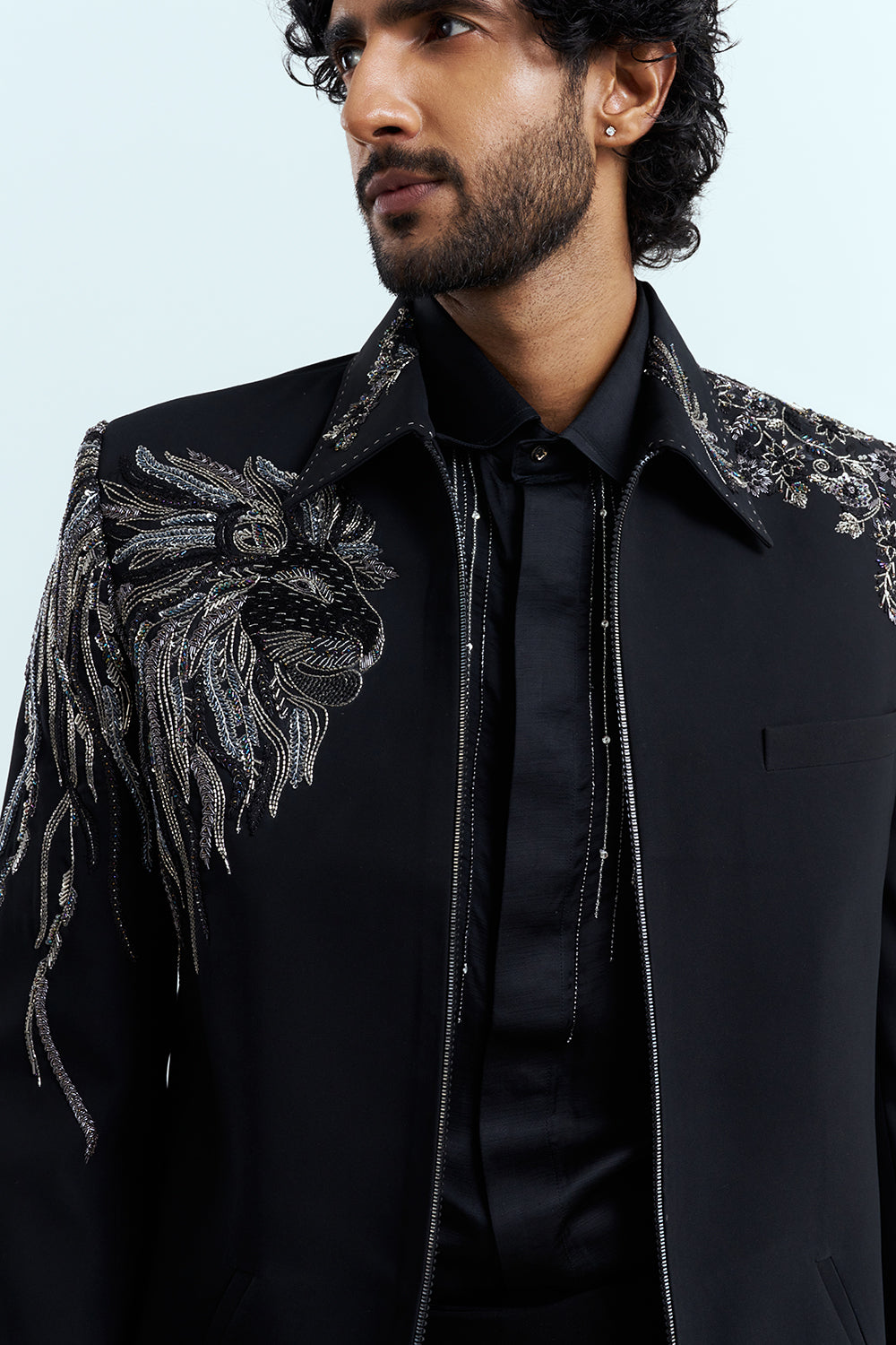 Jet Black Indo-Western Men's Suit Set