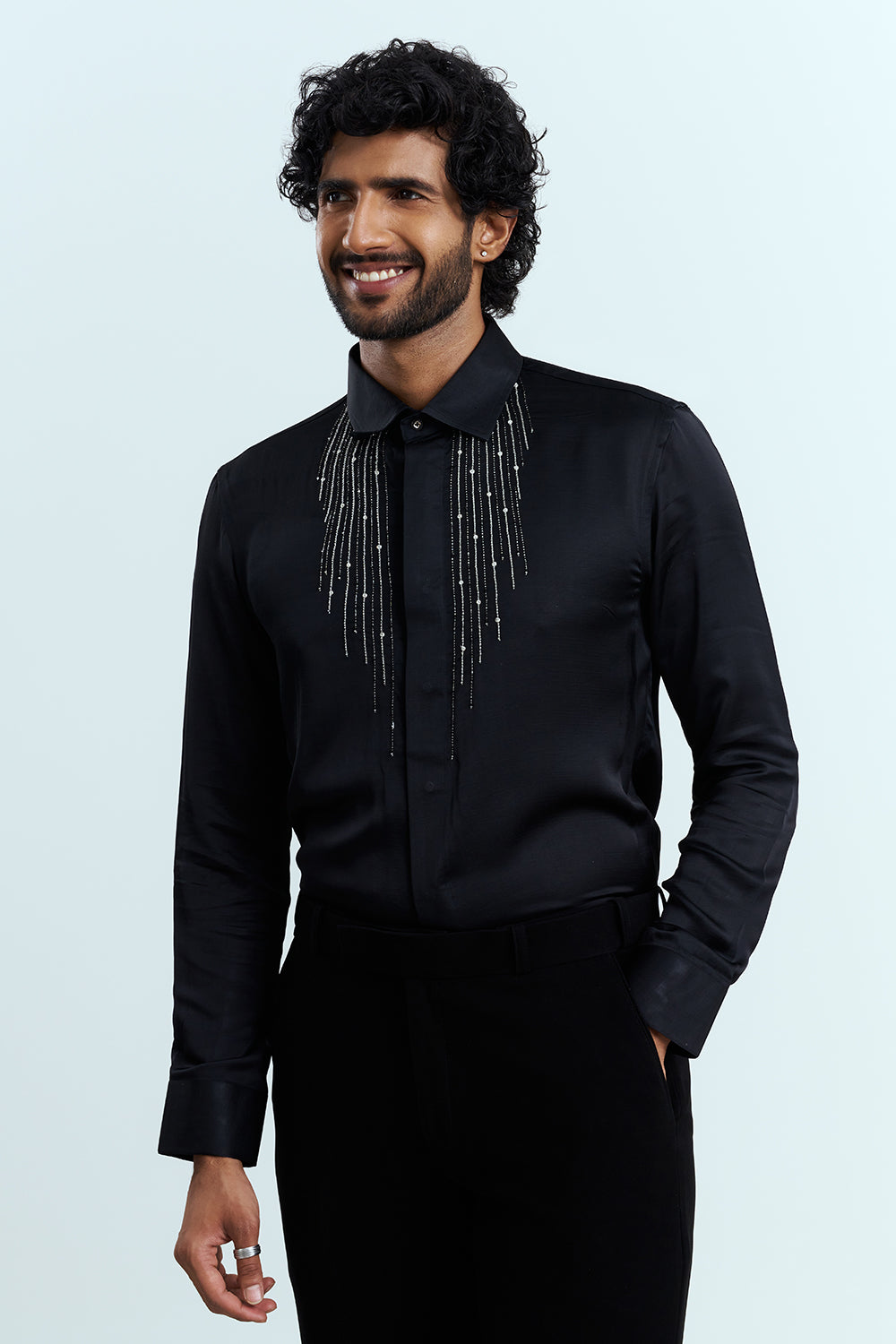 Jet Black Indo-Western Men's Suit Set