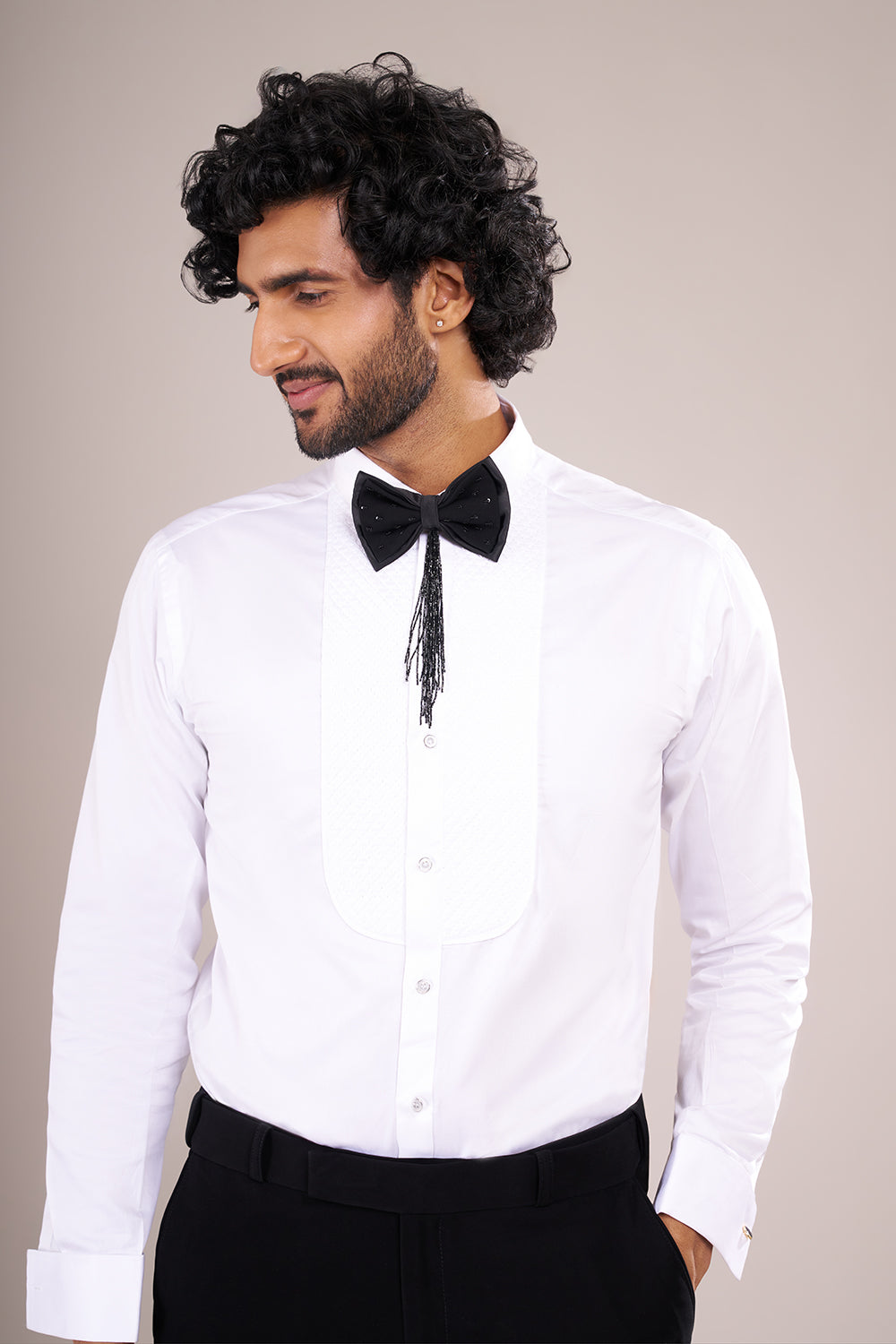 Jet Black Men's Embellished Tuxedo Suit Set