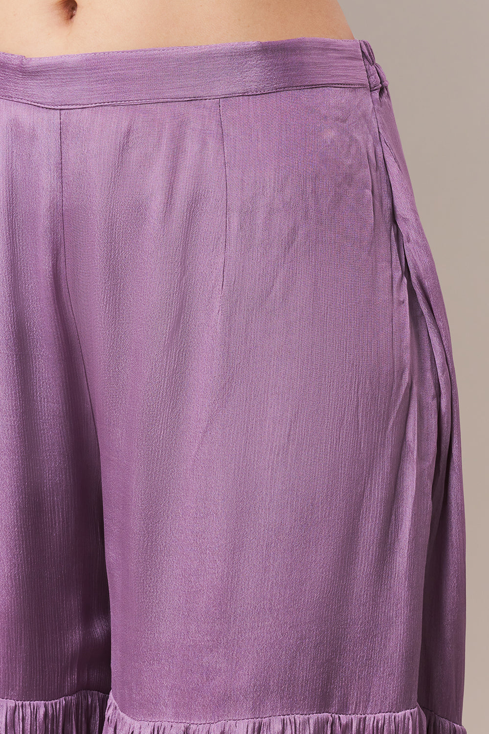 Lavender Chinon Sharara Suit with Pearl and Sequin Work
