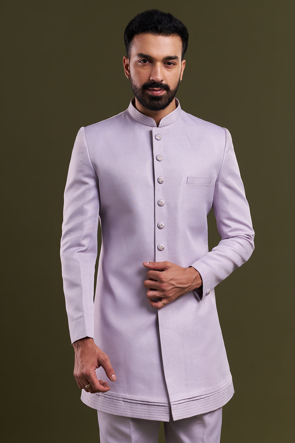 Lavender Embellished Men's Kurta with Jacket