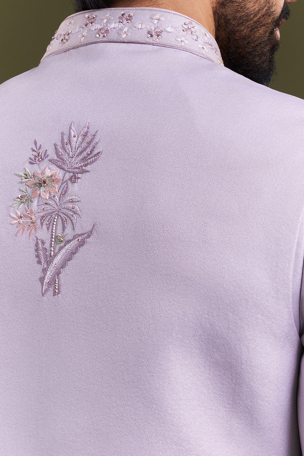Lavender Embellished Men's Kurta with Jacket