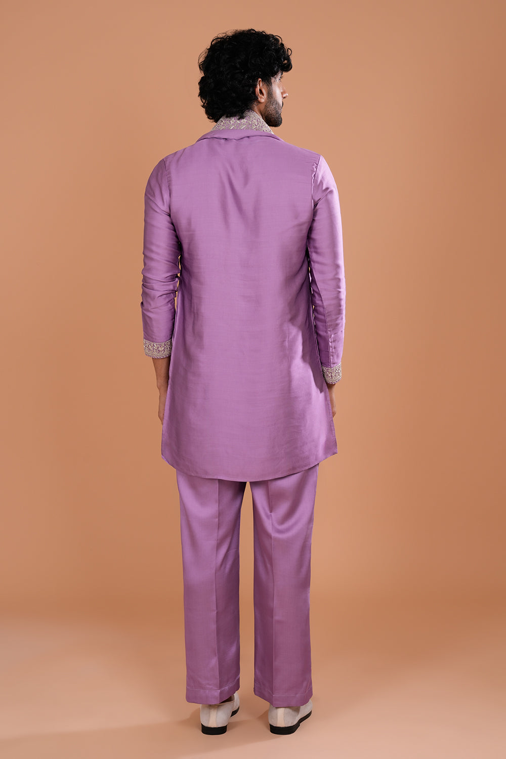 Lavender Embroidered Regal Men's Kurta Set