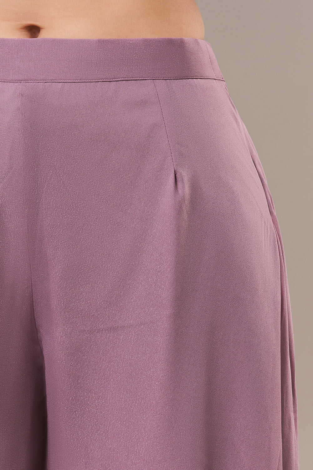 Lavender Khadi Georgette Palazzo Suit with Sequin and Zari Work