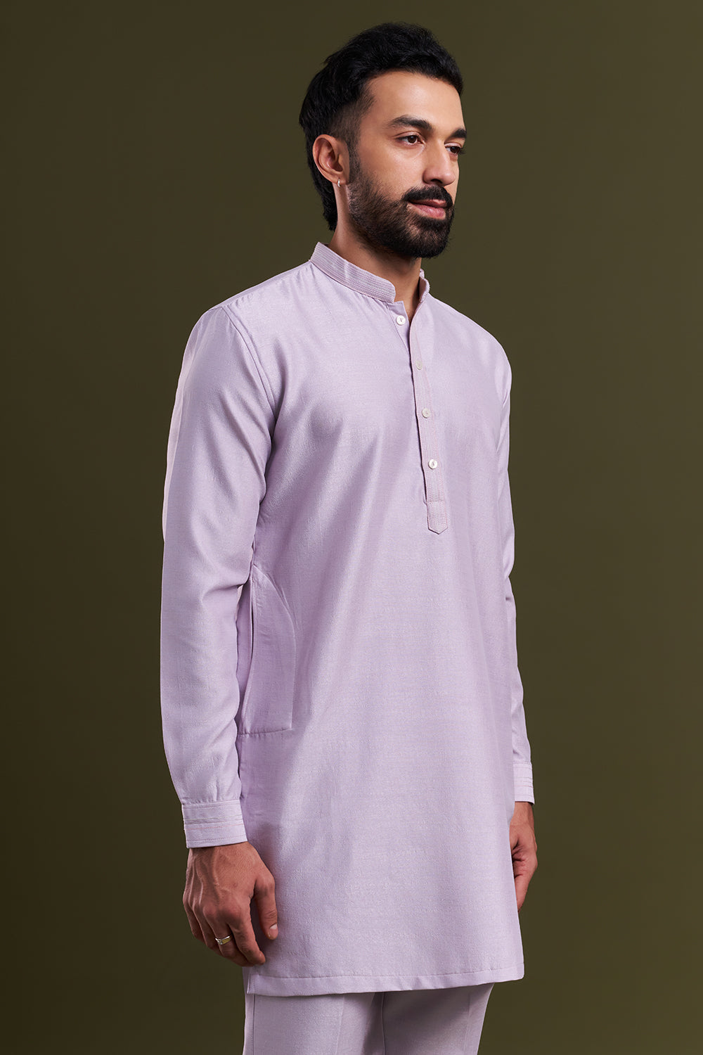 Lavender Nokia Silk Dori Work Men's Kurta with Jacket