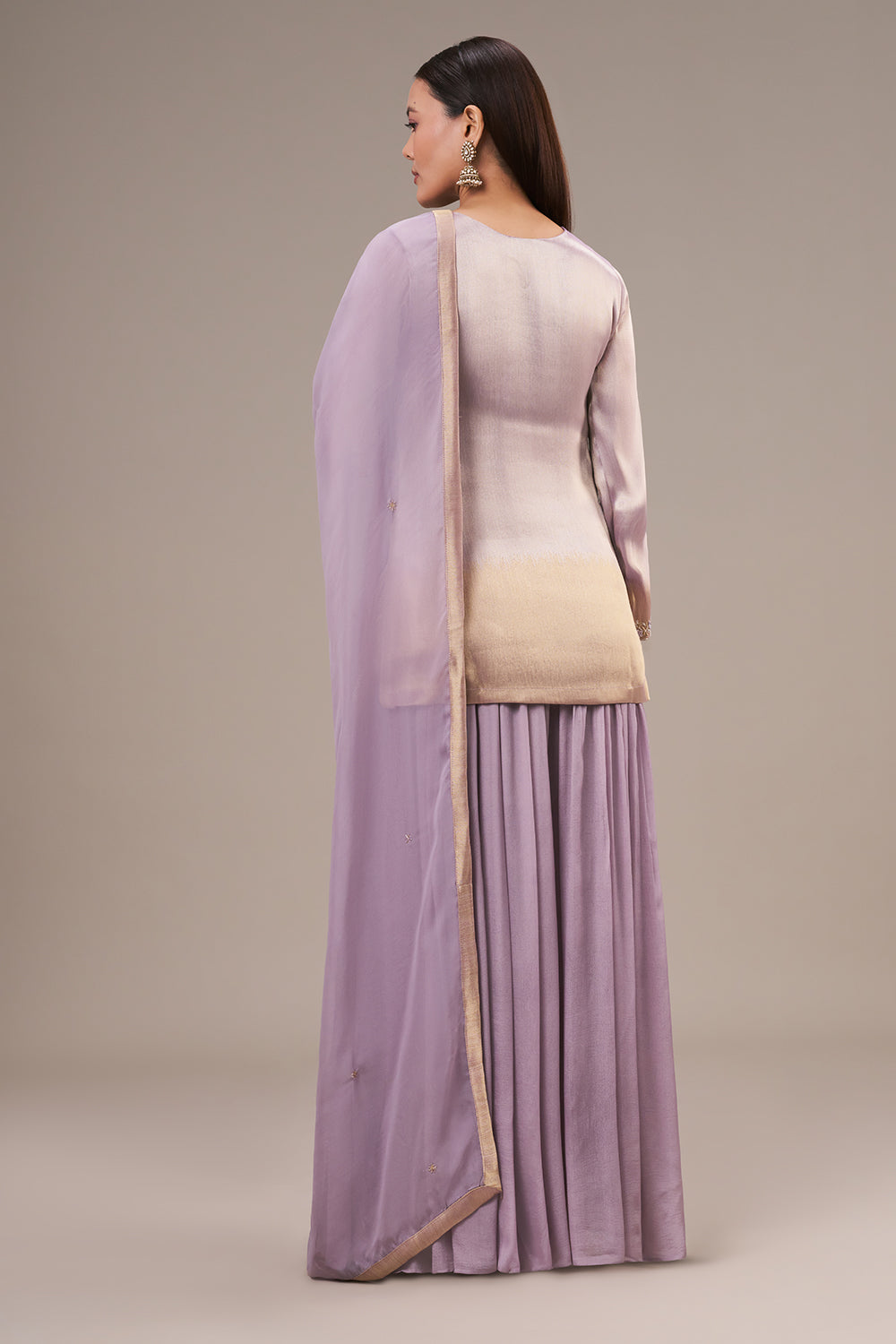 Lavender Tissue Palazzo Suit with Zardosi and Resham Work