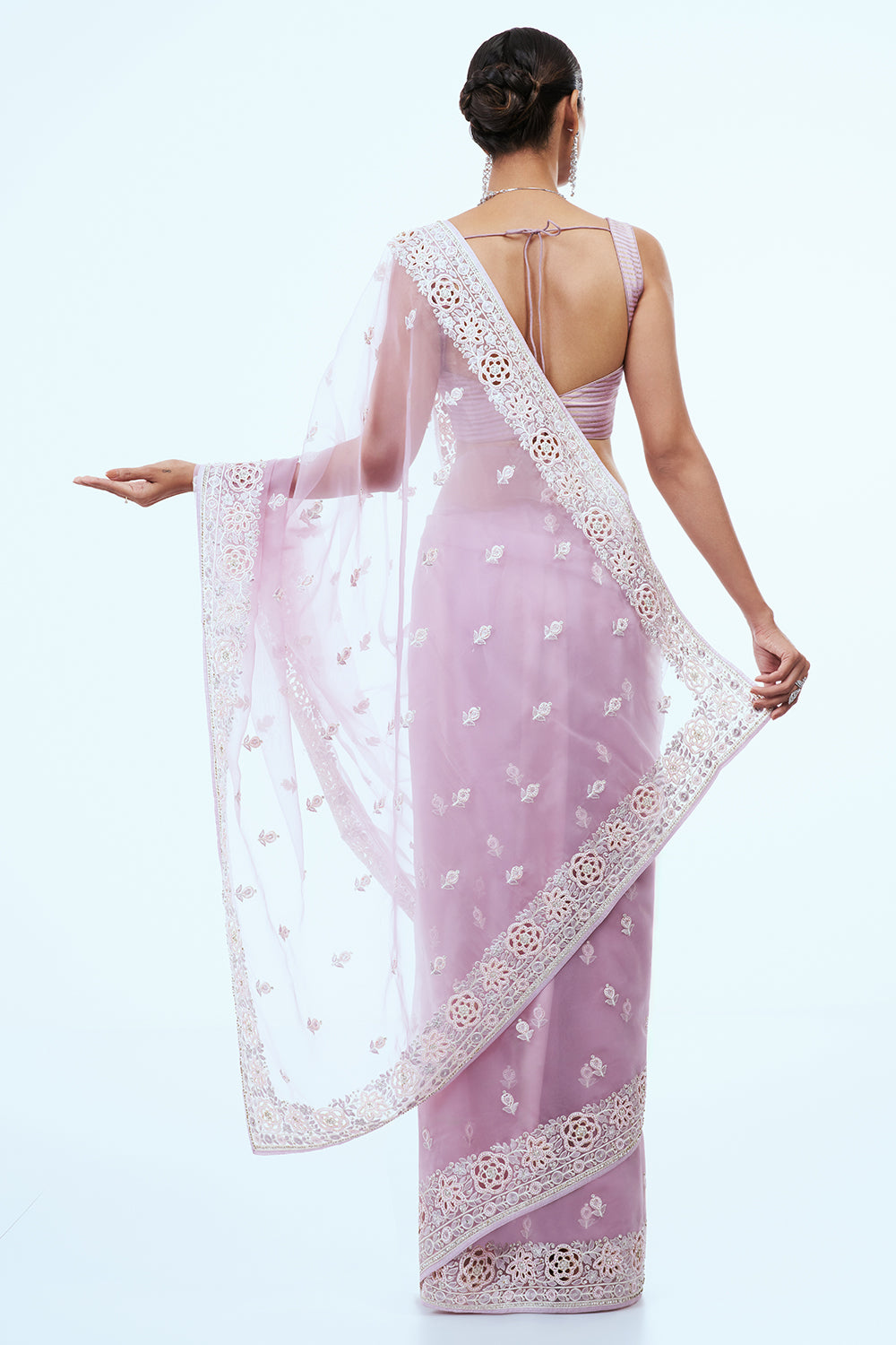Lavender Tissue Saree with Stone Work