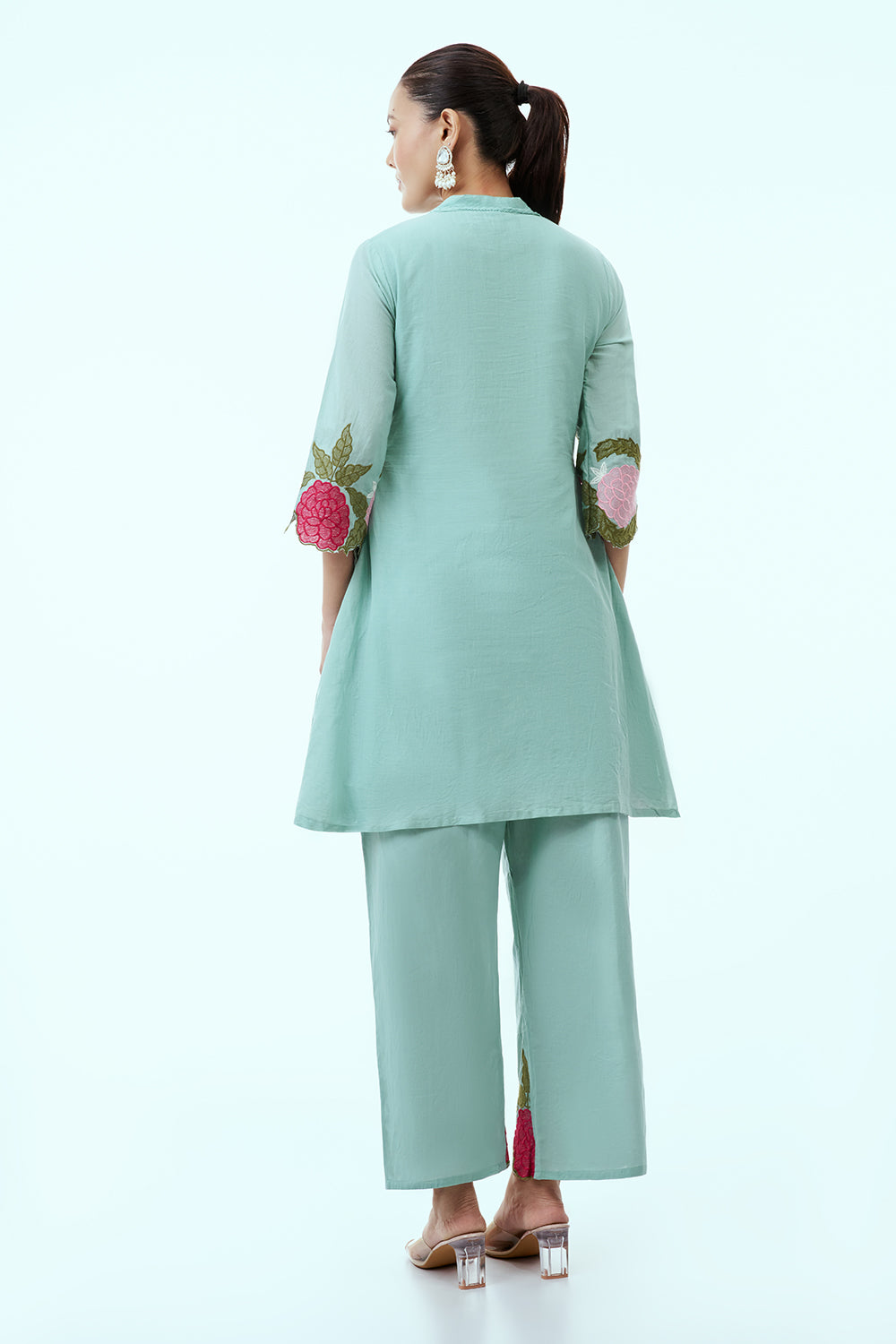 Light Blue Mul Cotton Coord Set with Resham Embroidery